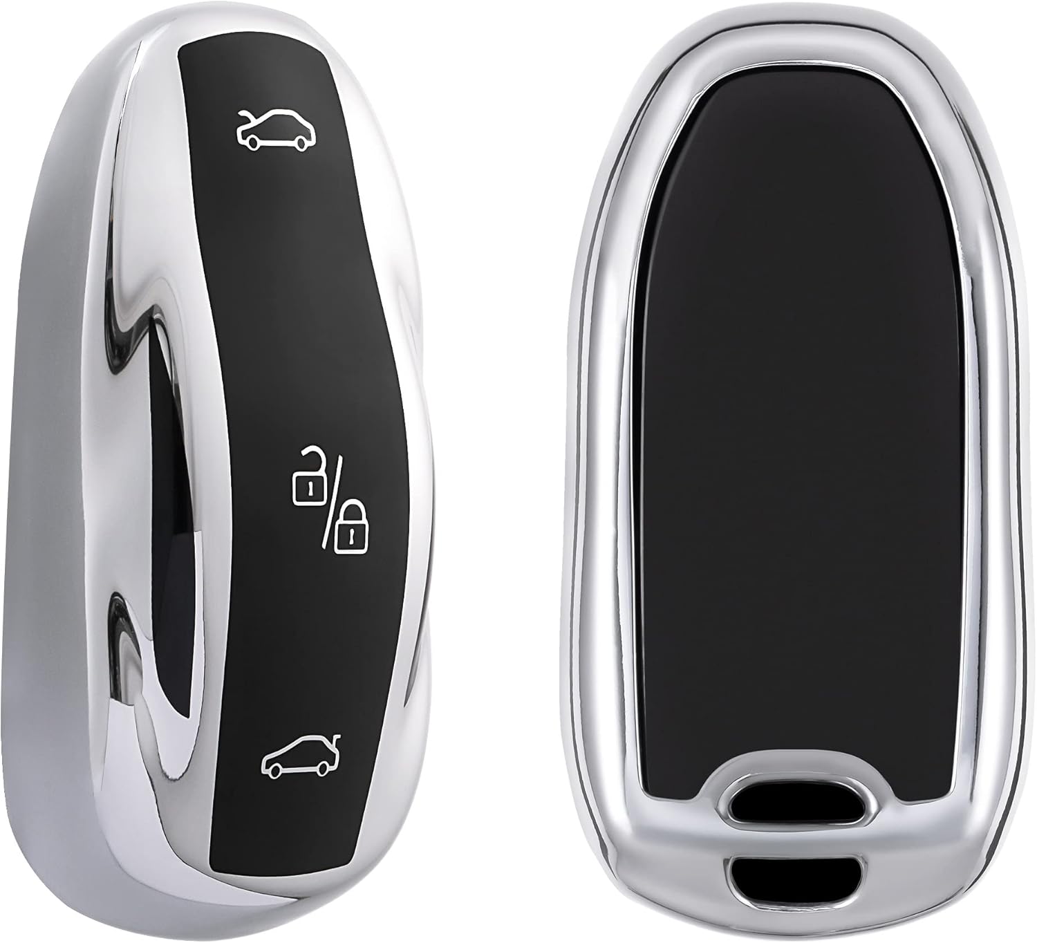 kwmobile Remote Case Compatible with Tesla Model S/Model Y/Model 3 - Car Key Case with TPU Buttons - Shiny Silver - Image 9