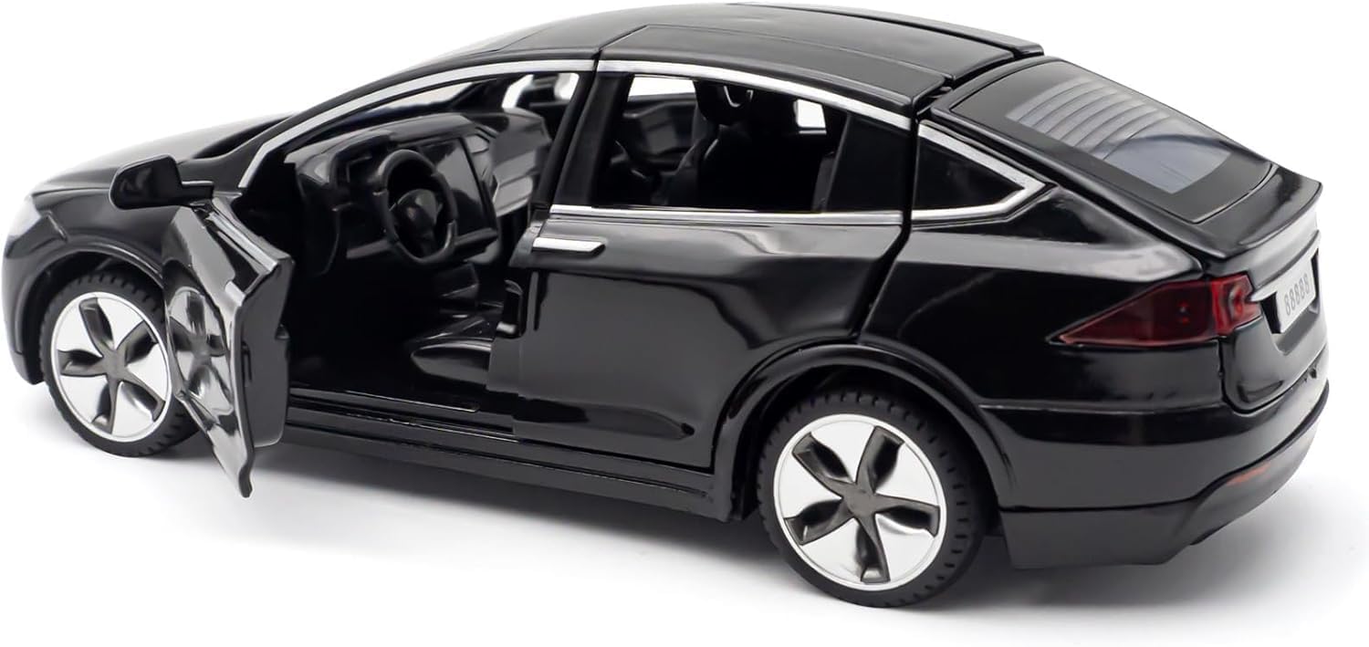 Tesla Model X Car Model 1:32 Scale Die-Cast Alloy Electronic Toy with Backup Function, with Lights and Music, Mini Toy Vehicle as Gift for Kids (Black) - Image 9