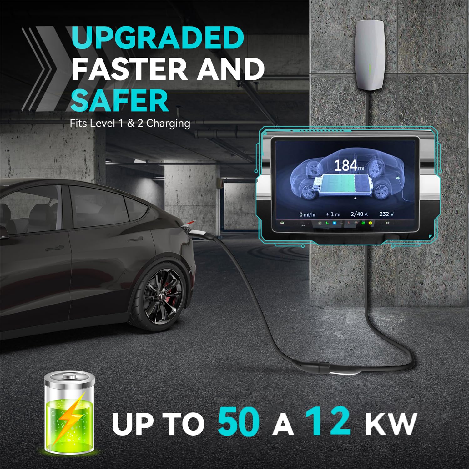 Tesla Extension Cord 23ft - Tesla Extension Cord 48A AC - Upgraded Tesla Charging Cable for Tesla Model Y/3/S/X, Fits All Tesla Mobile Chargers or Connectors - Image 4