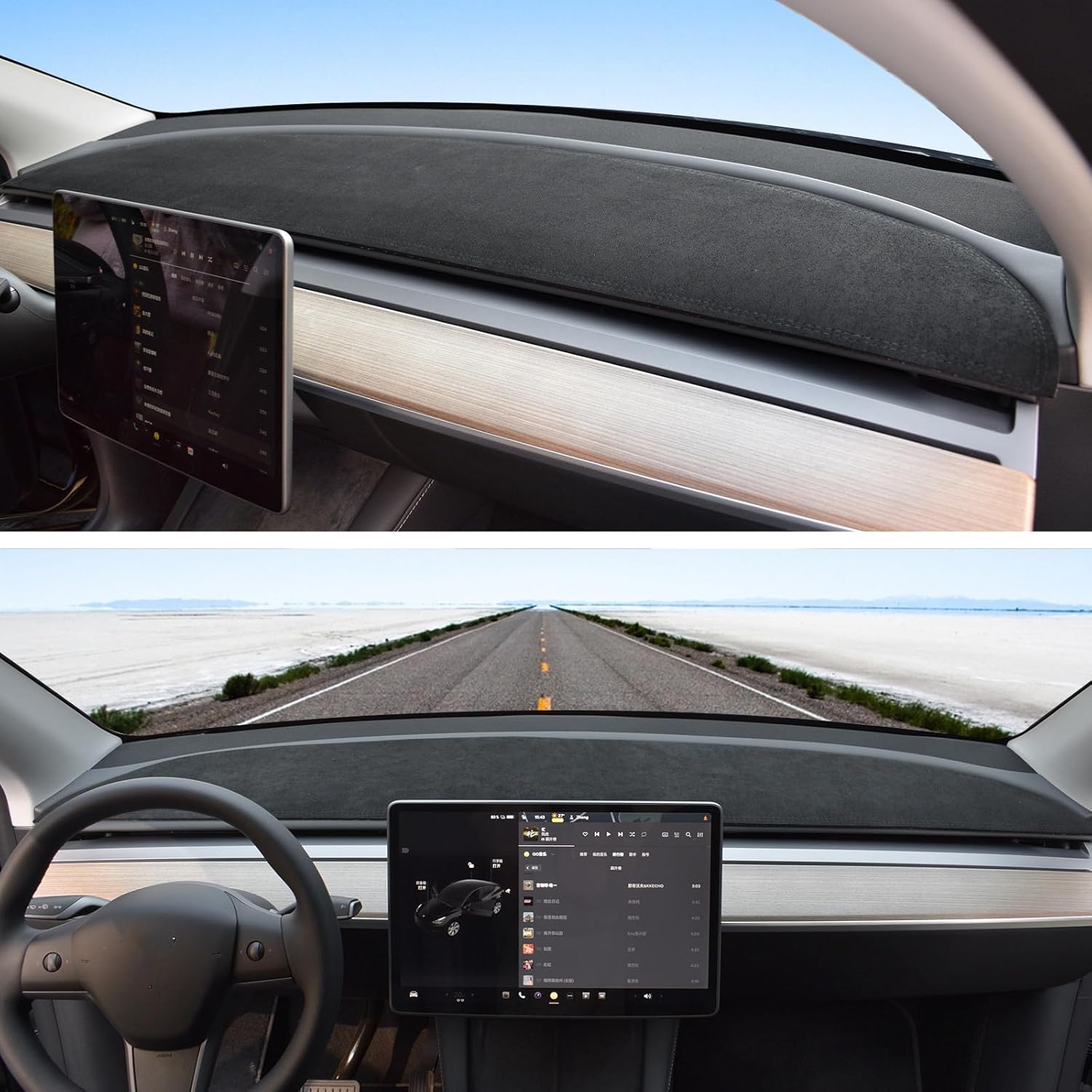 MASHA Dashboard Cover for Tesla Model 3/Y, Flannel Dashboard Mat Compatible with Tesla Model Y Model 3 2017-2021 2022 2023, Decorative Interior Accessories - Image 6