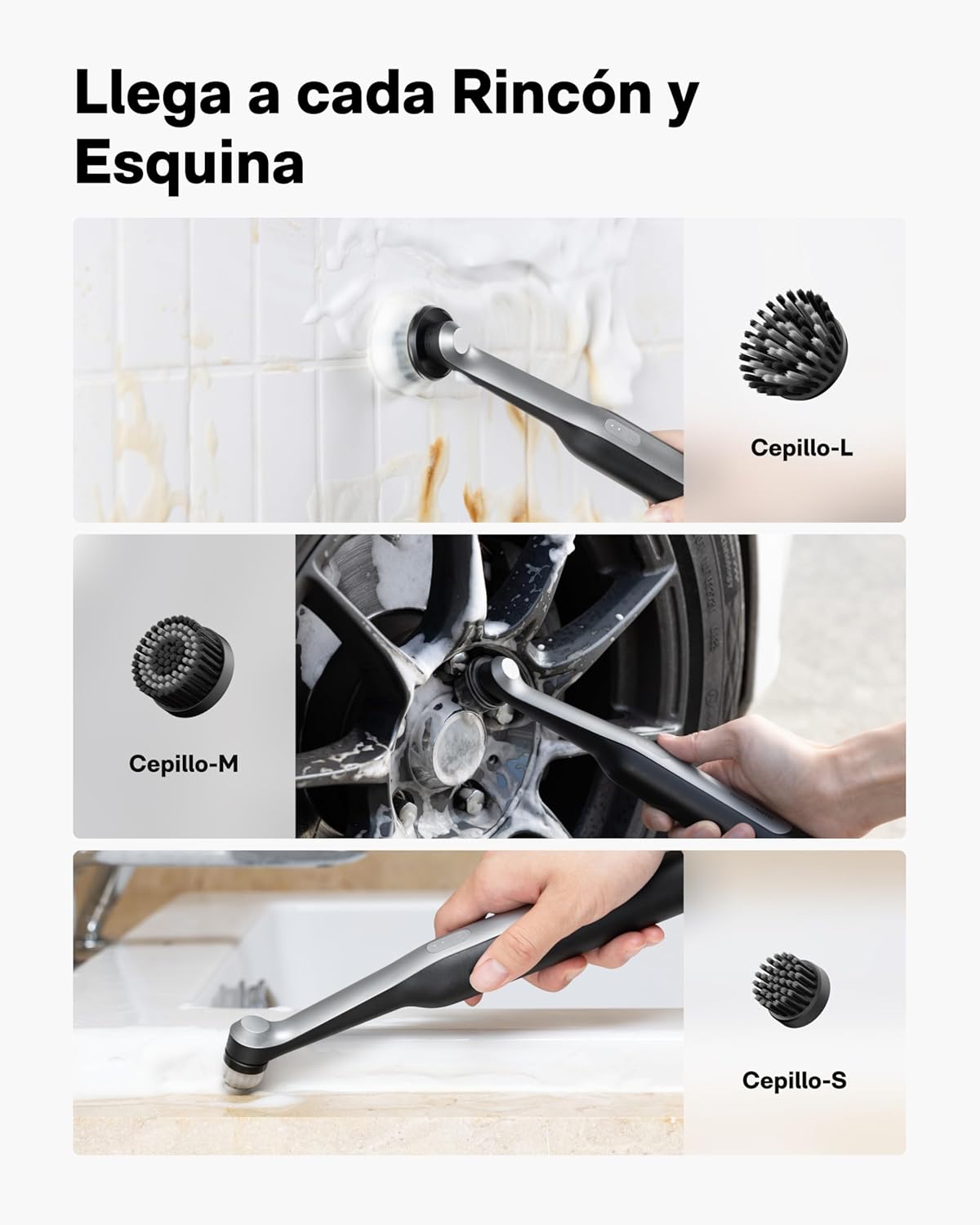 HOTO Wand Electric Household Cleaning Brushes, Rechargeable Joint Cleaning Brush with 12 Brush Heads, IPX7 Waterproof Total Brush Boards Cleaning for Bathroom, Kitchen, Tiles, Cracks - Image 4