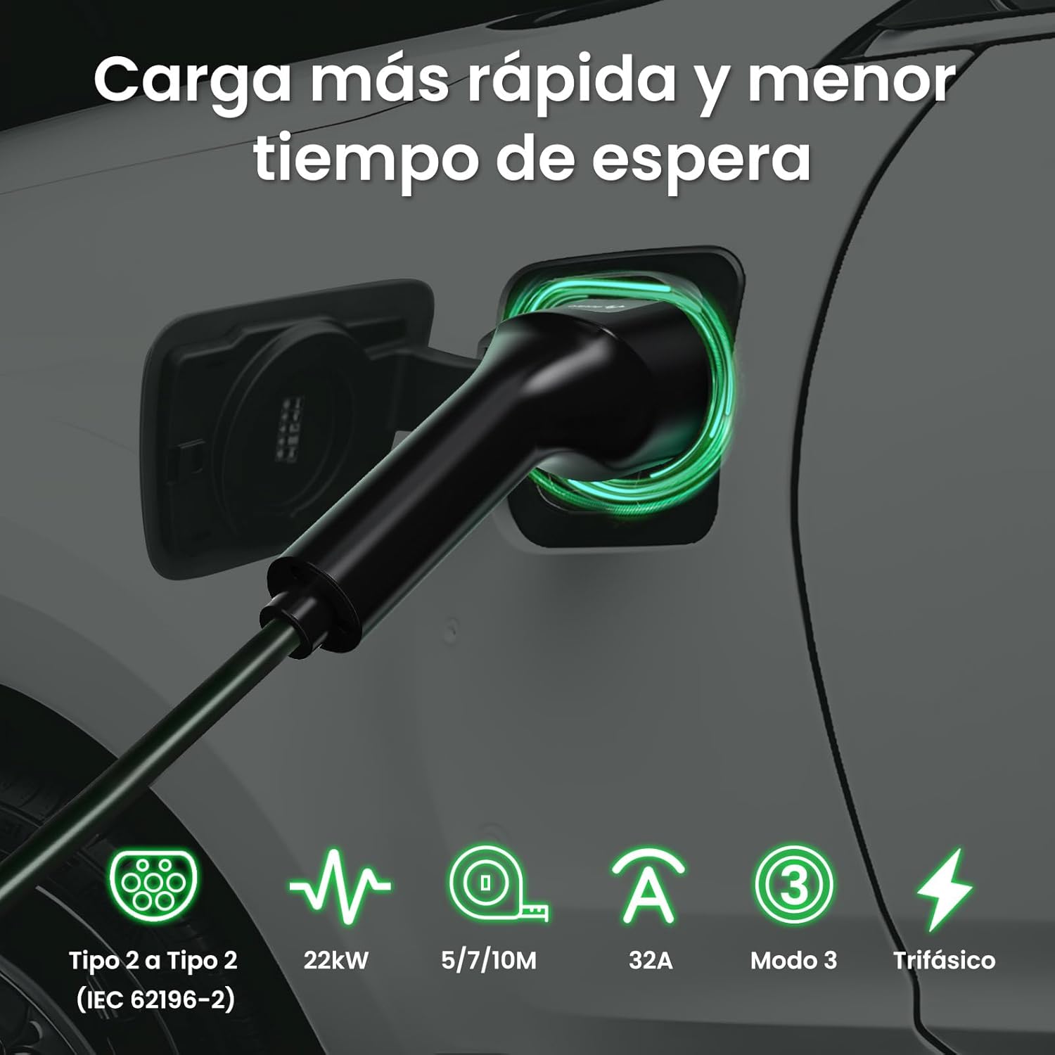 GONEO Charging Cable Type 2 22kW 7M 32A Mode 3 Charging Cable for Electric Car Type 2 and 3 Phases for E Auto EV/PHEV Type 2 to Type 2 with Carry Bag - Image 9