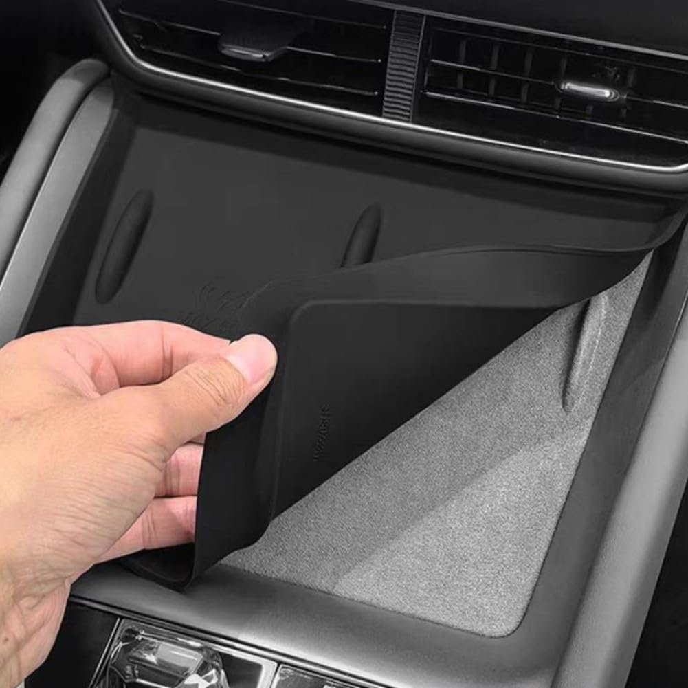 Cargador inalámbrico para BYD Sealion 07 EV 2024-2025, bandeja de silicona para accesorios de coche con protección contra arañazos, 25 x 22 x 3 cm, color negro - Image 4