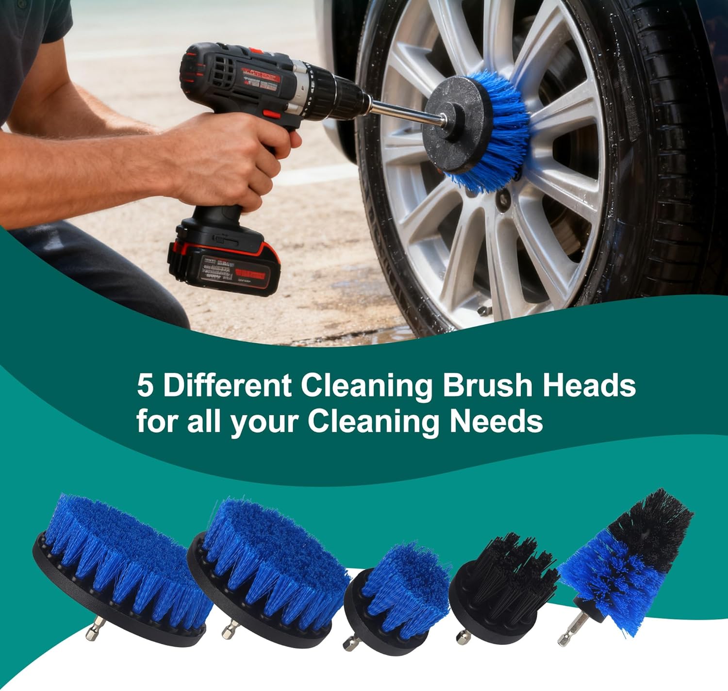 Car Cleaning Kit 28 Pieces Practical Carry Bag, Interior and Exterior Car Wash Set, Detailing Brushes, Fiber Cloth, Polishing Sponges, Electric Drill Brush - Image 5