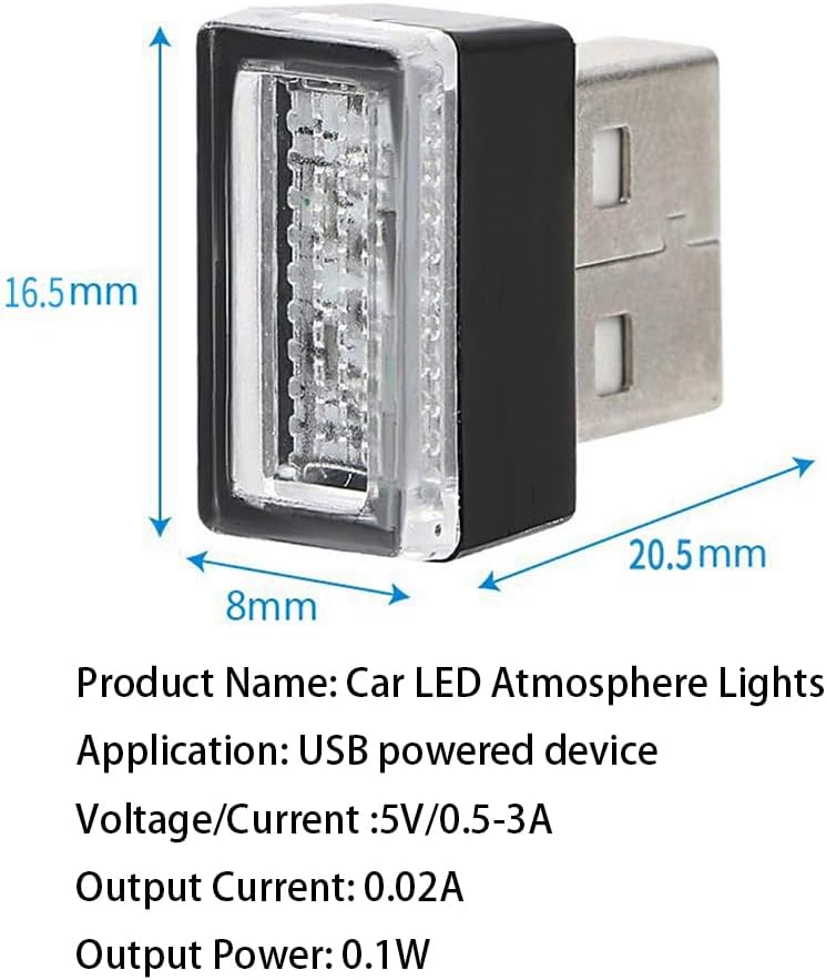 CTRICALVER 5 PCS USB Car Light, Mini LED USB Lights, Portable Car Interior Ambient Light, Can Be Used in Cars, Computers, Laptops (White) - Image 3