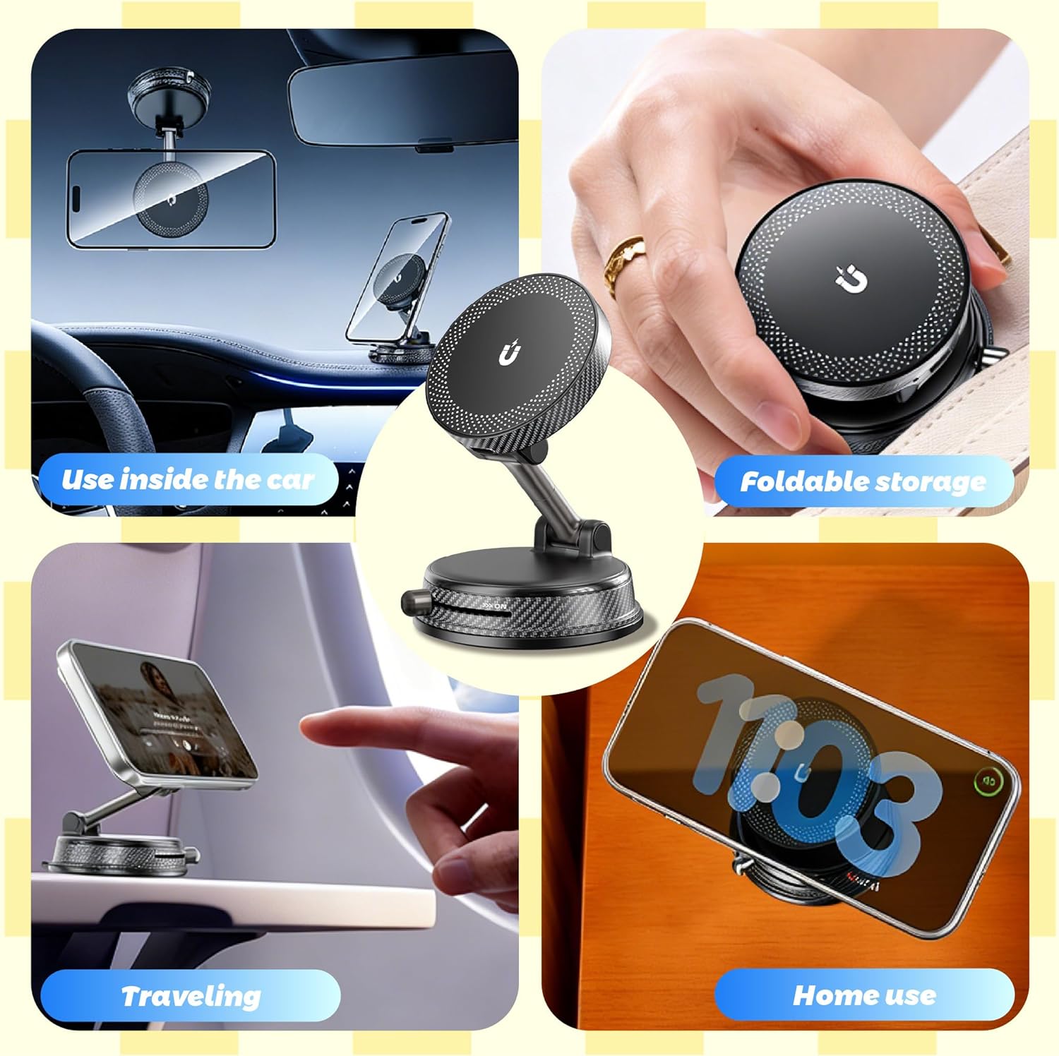 JUZELY Cargador Inalambrico Coche para BYD Atto2 Atto3 Dolphin F0 F3 F6 F8 Flyer II, Magnetico Soporte Móvil Coche con Ventosa Fijación Ventosa Cargador Inalámbrico Coche,A-Black - Image 6