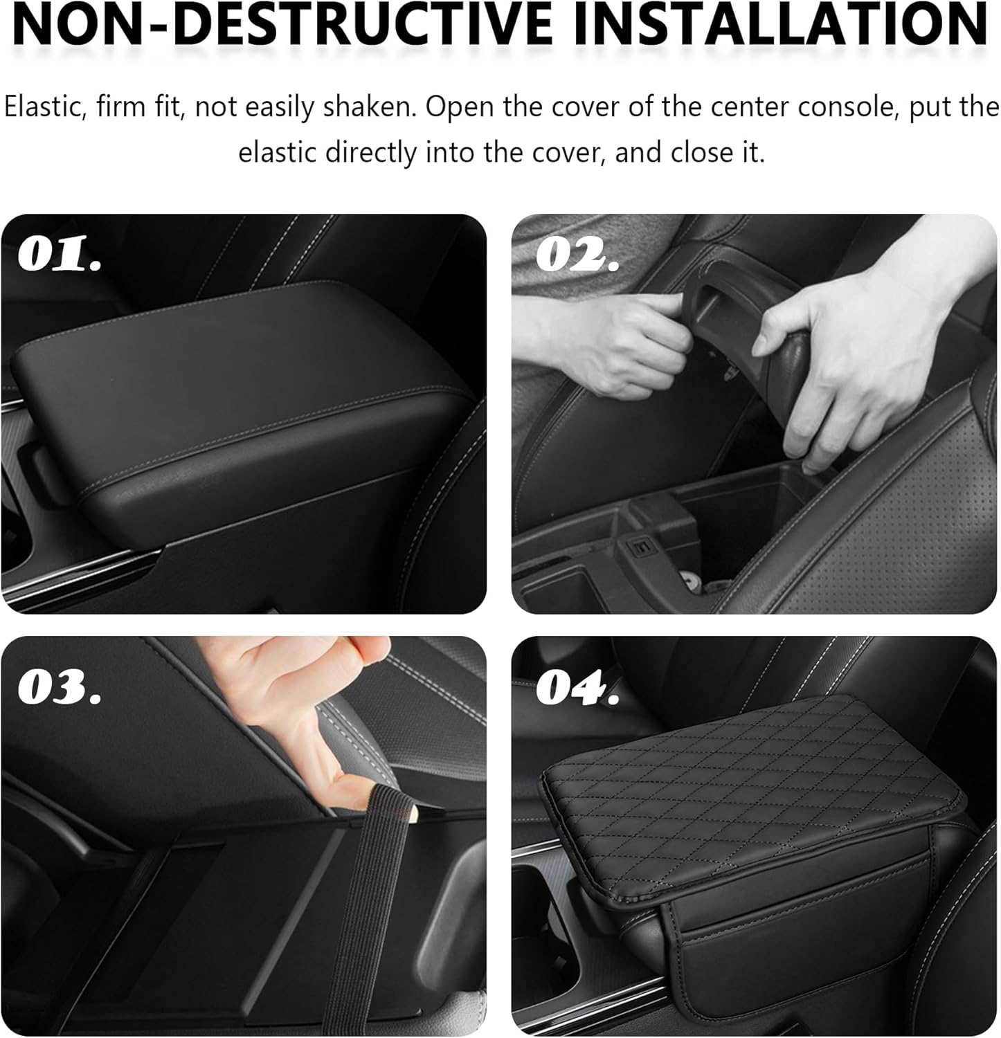 Upgraded Universal Car Armrest Protector, Microfiber Leather Car Armrest Cushion with 2 Storage Bag, Interior Car Accessories for Most Vehicles (Black) - Image 6
