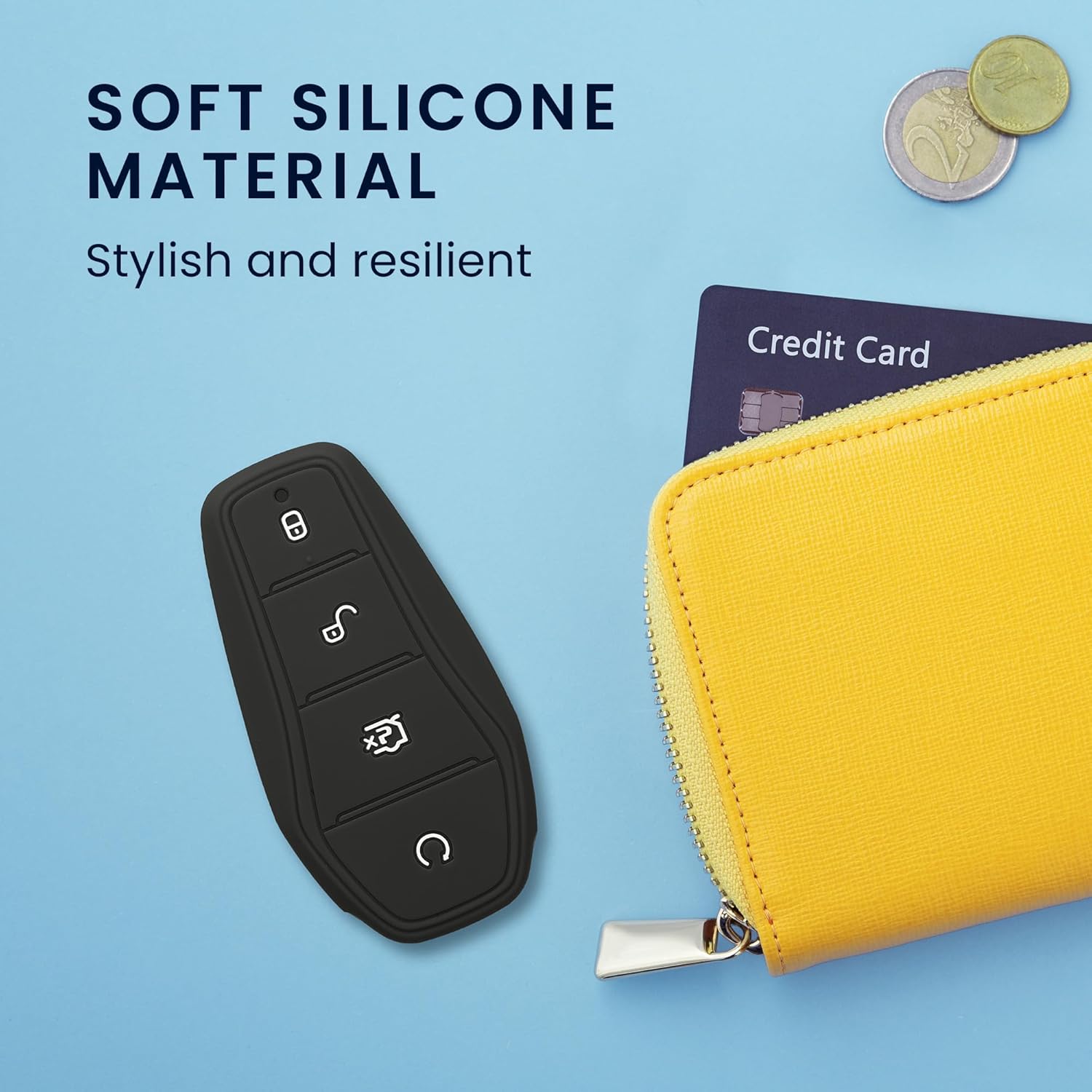 kwmobile Case Compatible with BYD Atto 3 / Sealion/Han/Tang/Dolphin/Seal - Protective Silicone Case for Car Key - Matte Black Case - Image 5