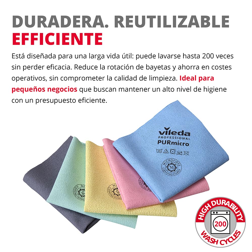 Vileda Professional PURmicro Active Colours, Microfibre Cloths for Safe Cleaning by Areas, Pack of 4 - Image 4