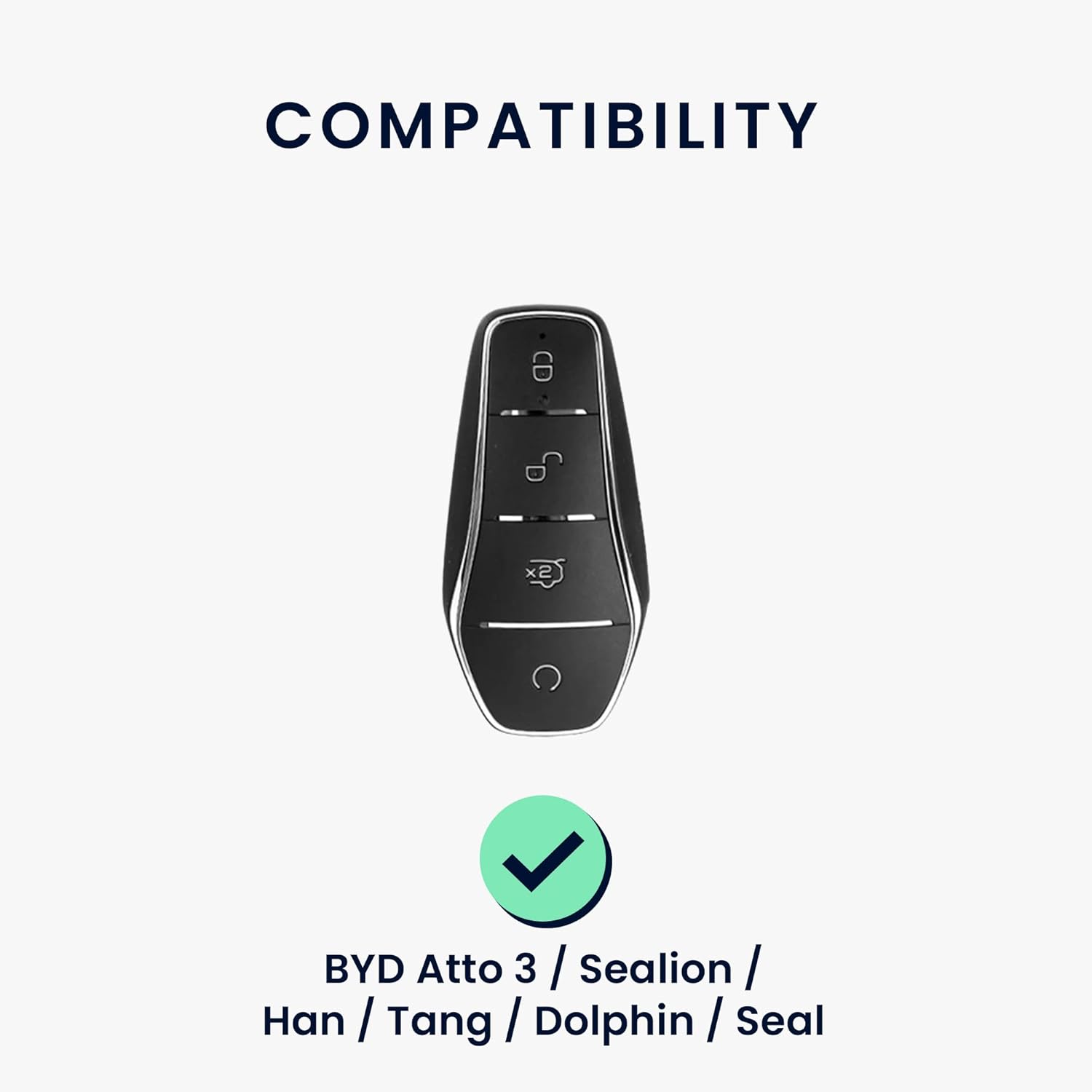 kwmobile Case Compatible with BYD Atto 3 / Sealion/Han/Tang/Dolphin/Seal - Protective Silicone Case for Car Key - Matte Black Case - Image 7
