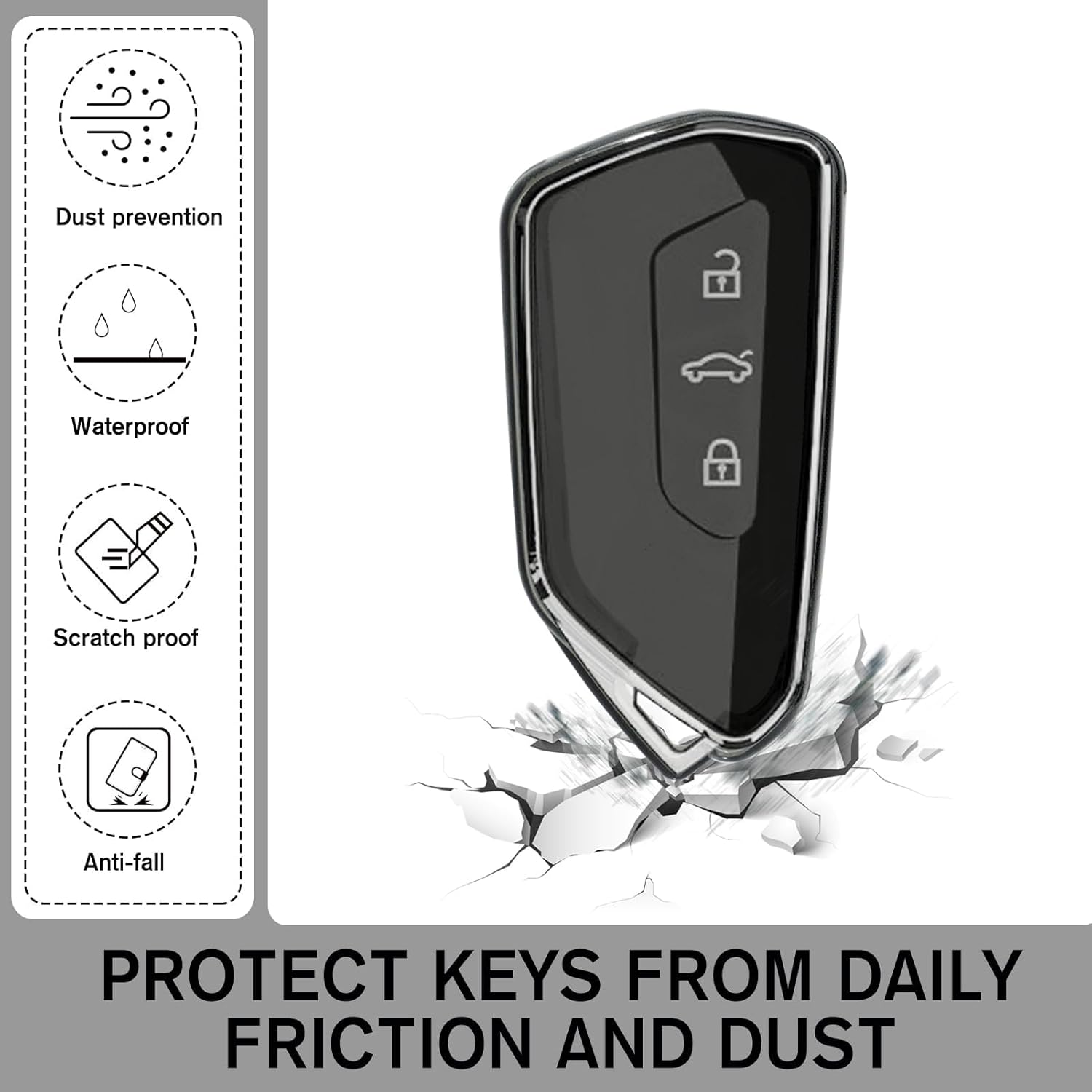 Key Case, 2 Pieces Transparent TPU Car Key Case with Buttons for Golf 8 GTE GTI ID.3 ID.4 Seat Leon MK4 Tarraco Ateca Skoda Octavia 4 Cupra Formentor - Image 5