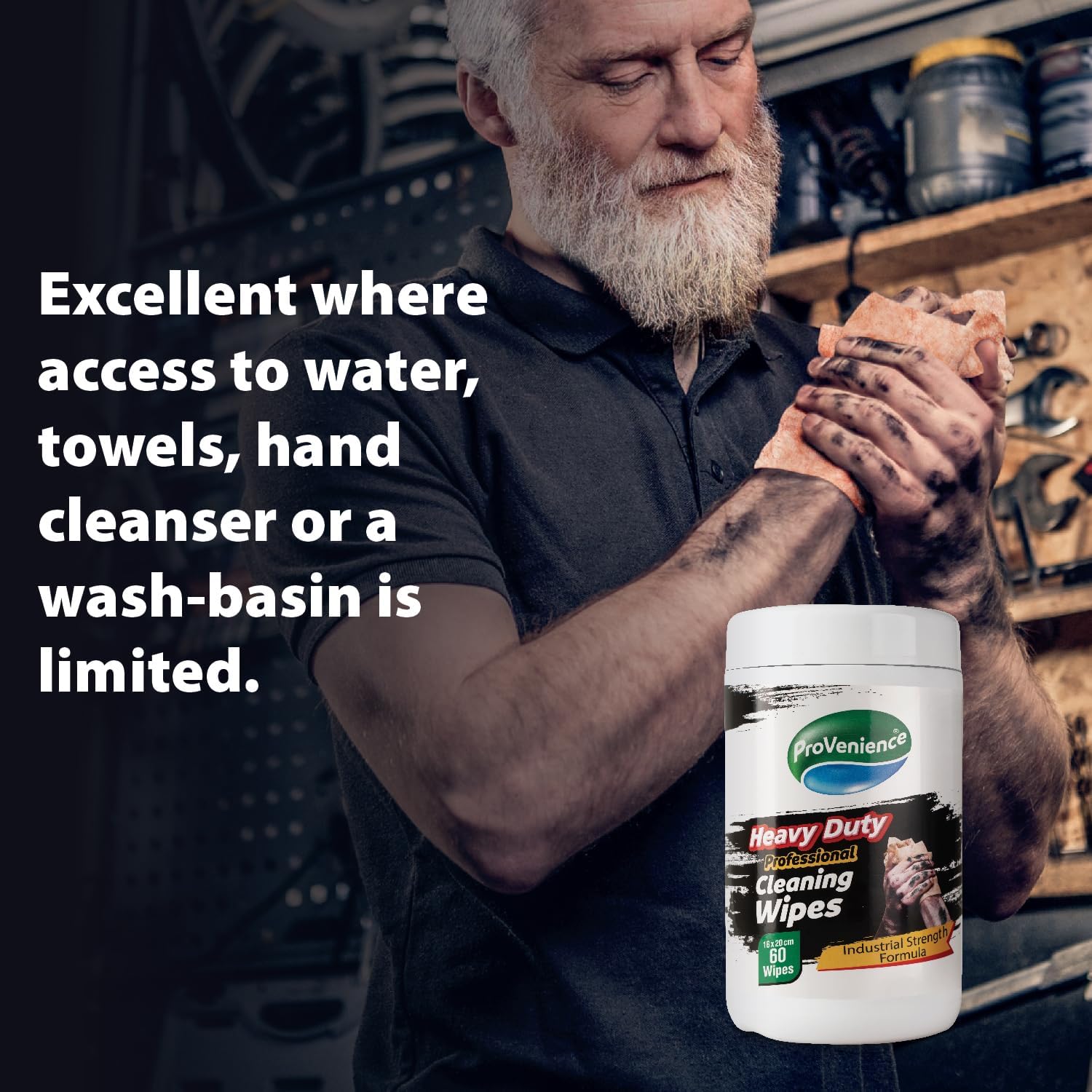 XL Heavy Duty Cleaning Wet Wipes | 120 Sheets | Twin Pack of 2 x 60 | Professional Grade | Effective Against Oil, Grease, Mud, Lubricants, Fuel, Dirt | Gentle - Image 4