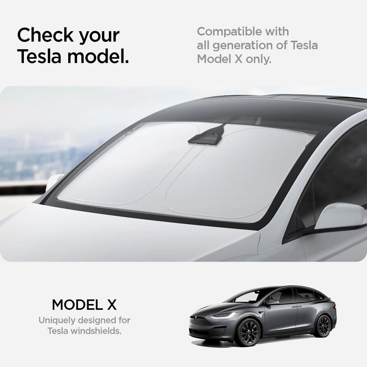 Spigen Tesla Model X CryoShade Front Windshield Sunshade Designed for Tesla Model X Accessories - Black - Image 3