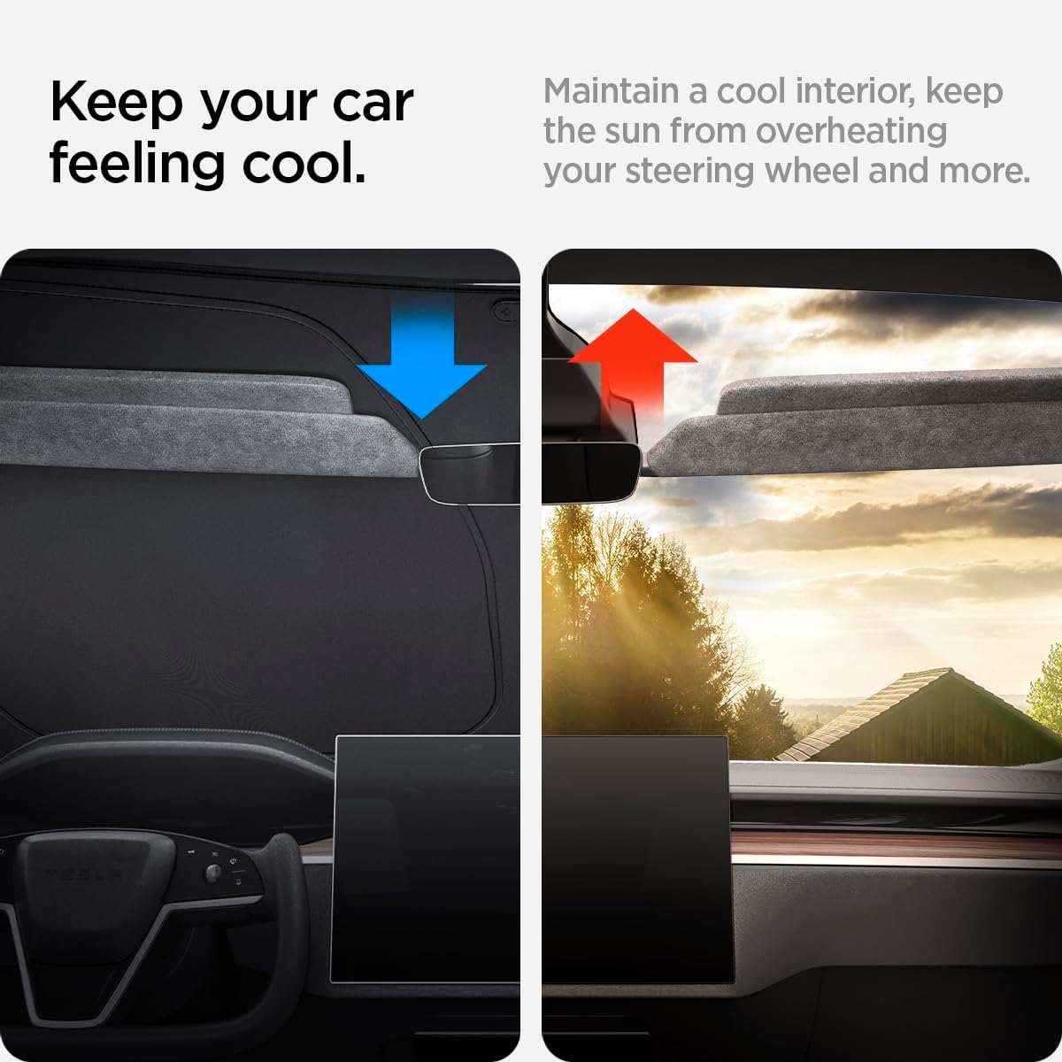 Spigen Tesla Model X CryoShade Front Windshield Sunshade Designed for Tesla Model X Accessories - Black - Image 5