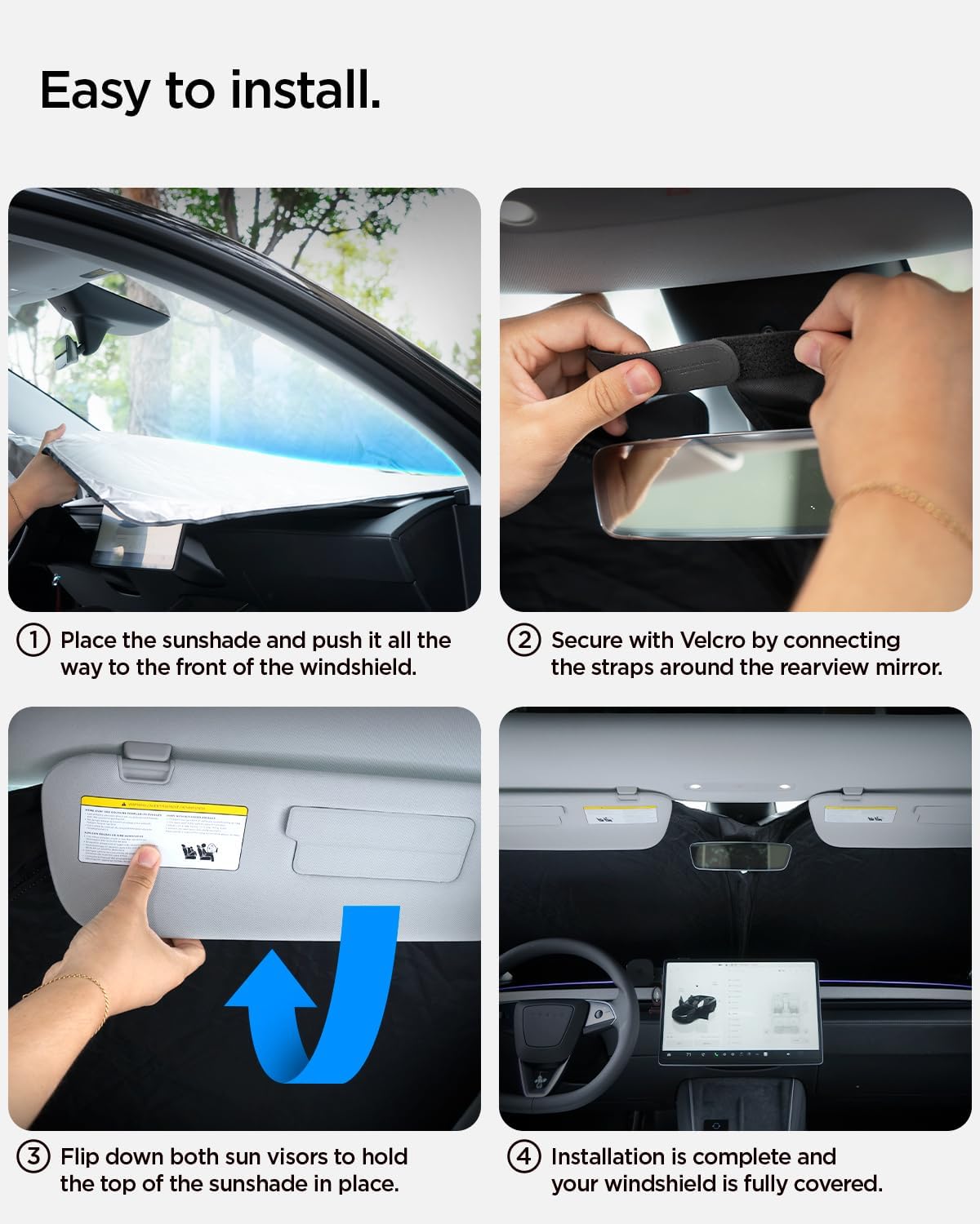 Spigen Tesla Model X CryoShade Front Windshield Sunshade Designed for Tesla Model X Accessories - Black - Image 8