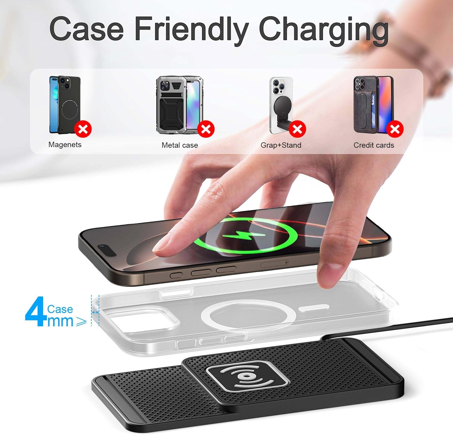 Cargador Inalámbrico Coche para BYD Yuan/Yuan Plus/Yuan Up, Cargador Inalámbrico para Coche Panel Antideslizante, Inalámbrica para Coche,1M-Type C - Image 3