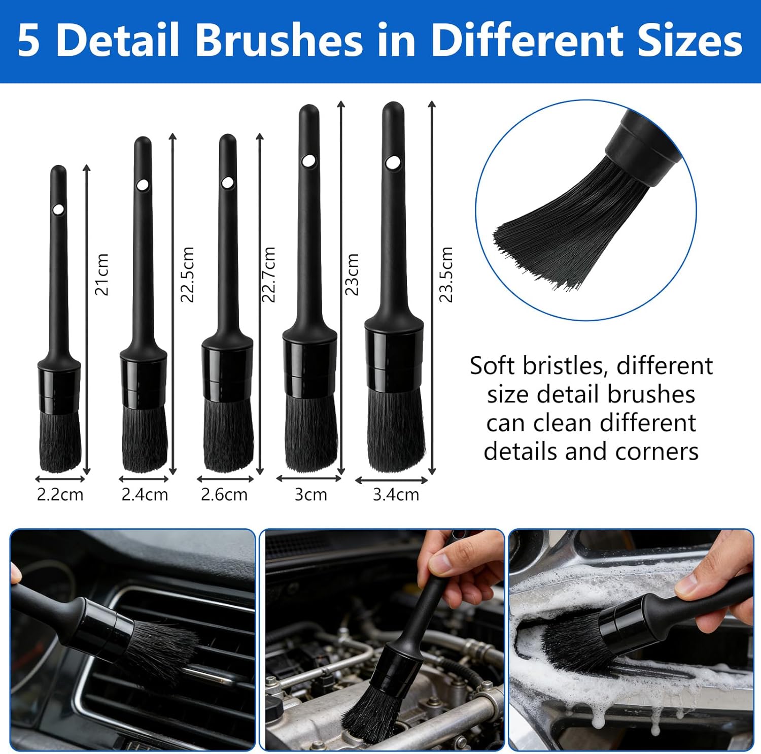Car Cleaning Kit, 31 Pieces Car Cleaning Brush, Interior Car Cleaning Kit for Interior and Exterior, Detailing Car, to Polish to Clean Wheels, Carpets, Tiles - Image 5