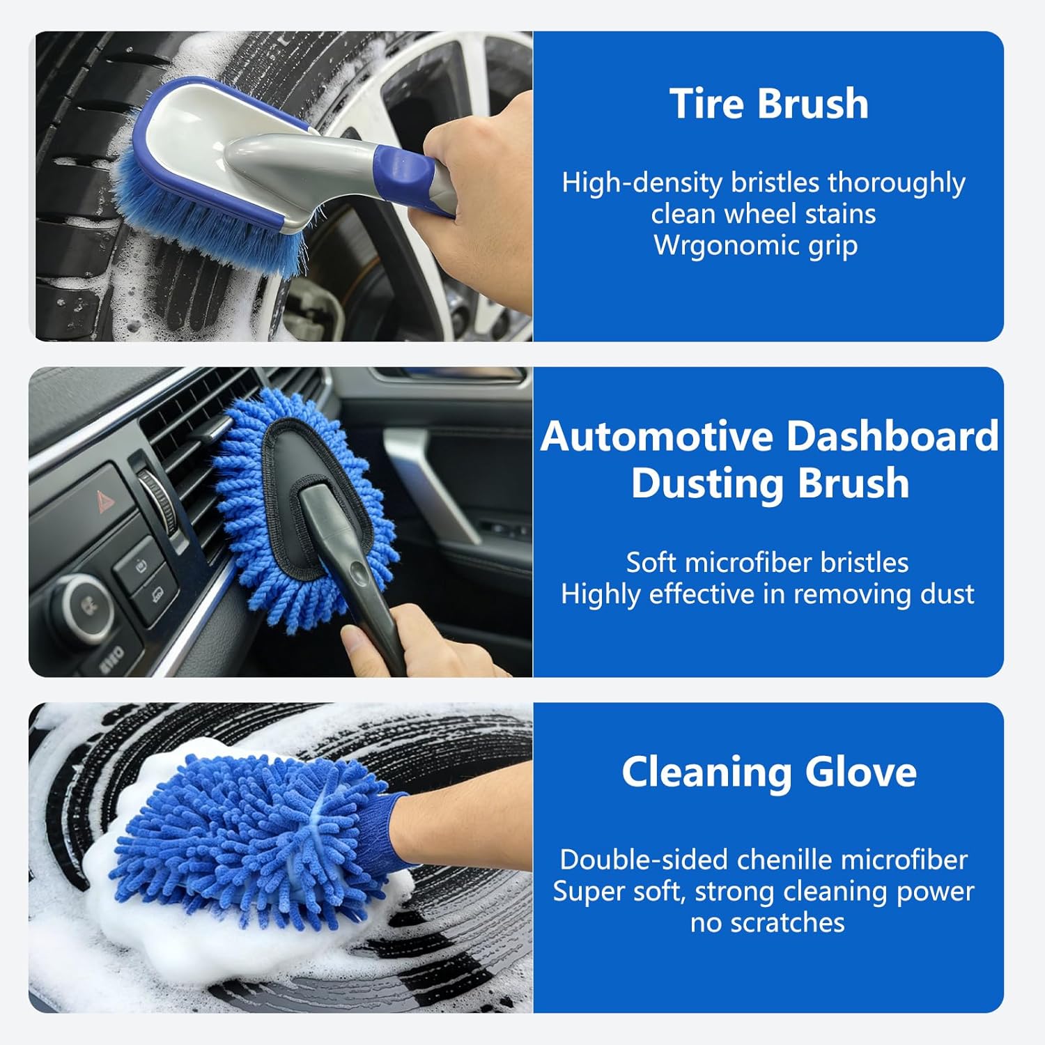 Car Cleaning Kit, 31 Pieces Car Cleaning Brush, Interior Car Cleaning Kit for Interior and Exterior, Detailing Car, to Polish to Clean Wheels, Carpets, Tiles - Image 7