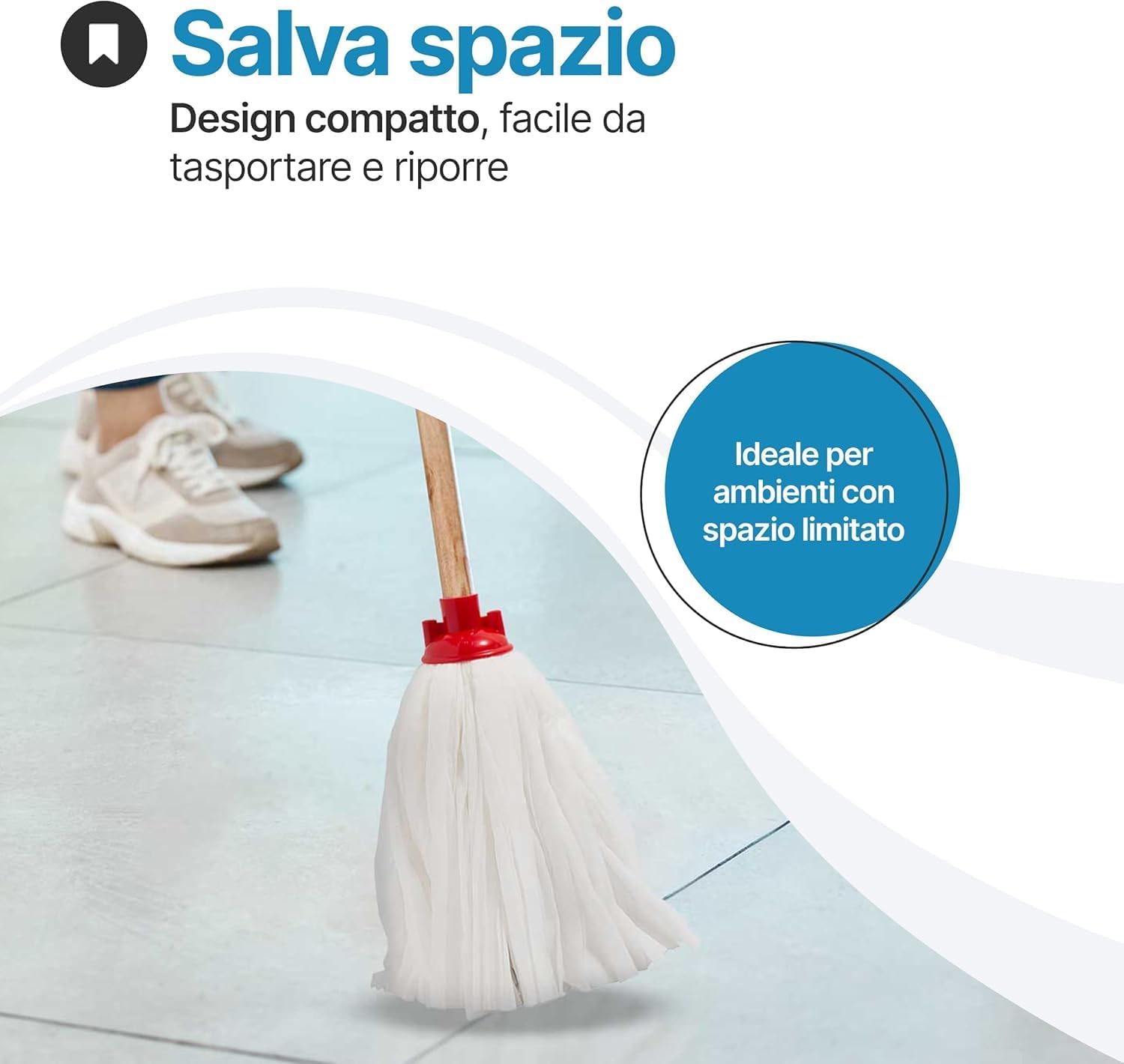 Tomaino - Floor Mop Bucket with Double Plastic Bucket – 7 Litre Mop with Drainer – 2 Tanks for Clean and Dirty Water (Bucket + 2 Micorfibre Refills) - Image 6