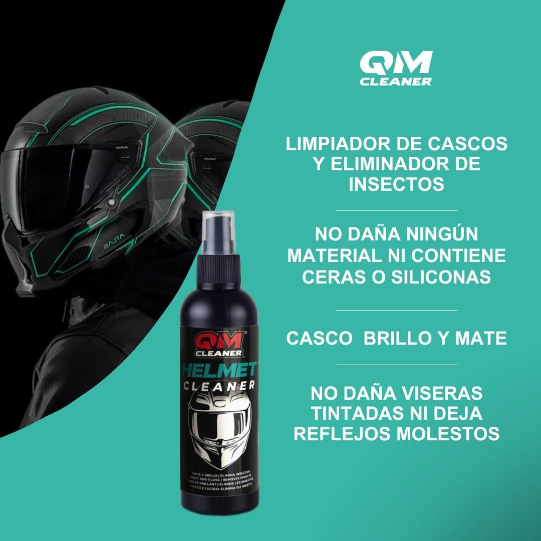QM Cleaner Cleaning and Maintenance Kit for Motorcycle and Helmet | Multi-Surface Dry Cleaner and Insect Remover for Helmet Includes Total Bike (500 ml), Helmet Cleaner (200 ml) + 2 Cloths - Image 3