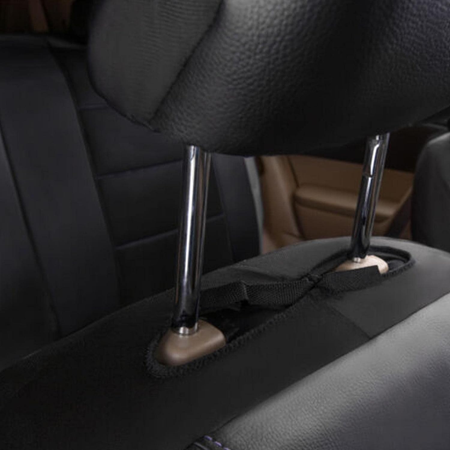 VOIV 9 Pieces Leather Car Seat Cover for Ford Kuga MK2 2012 2013 2014 2015 2016 2017 2018 2019, Waterproof Full Set Seat Covers Protectors Interior Accessories, A Black - Image 8