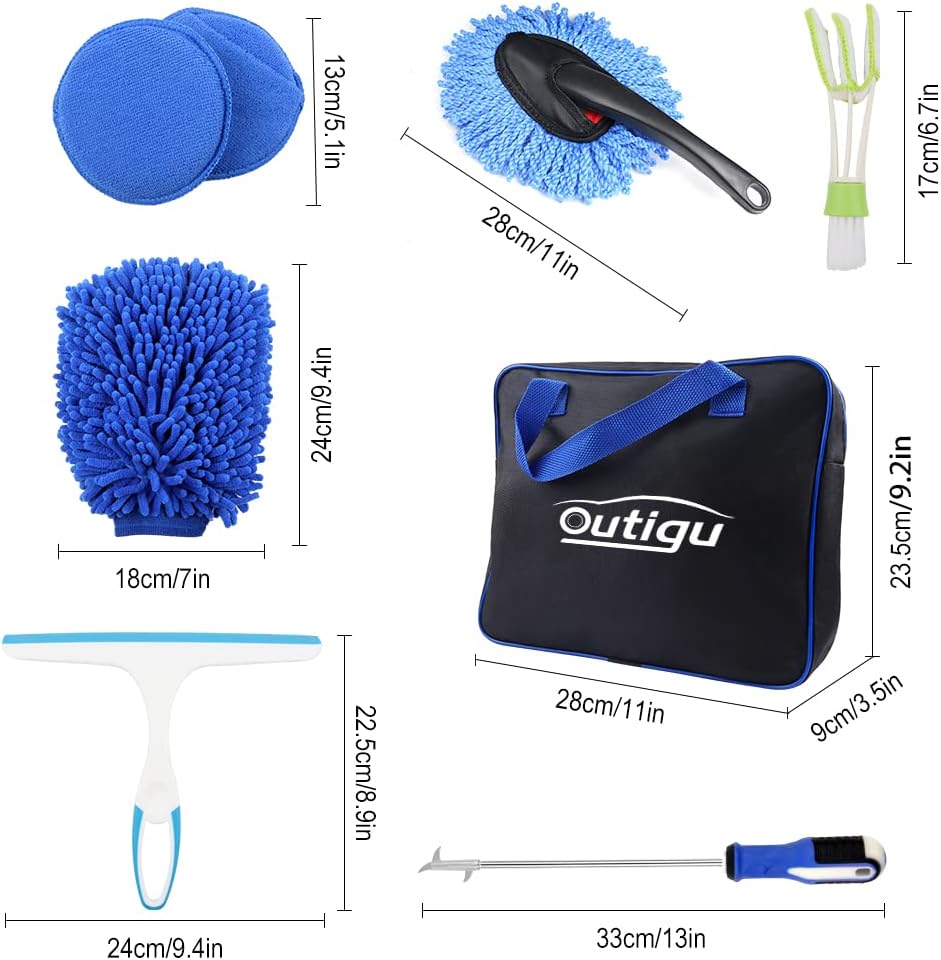 Professional Car Cleaning Kit, 17 Pieces Exterior and Interior Car Wash Products with Bag, Wheel Brush, Bucket, Duster, Detail Brush (17) - Image 3