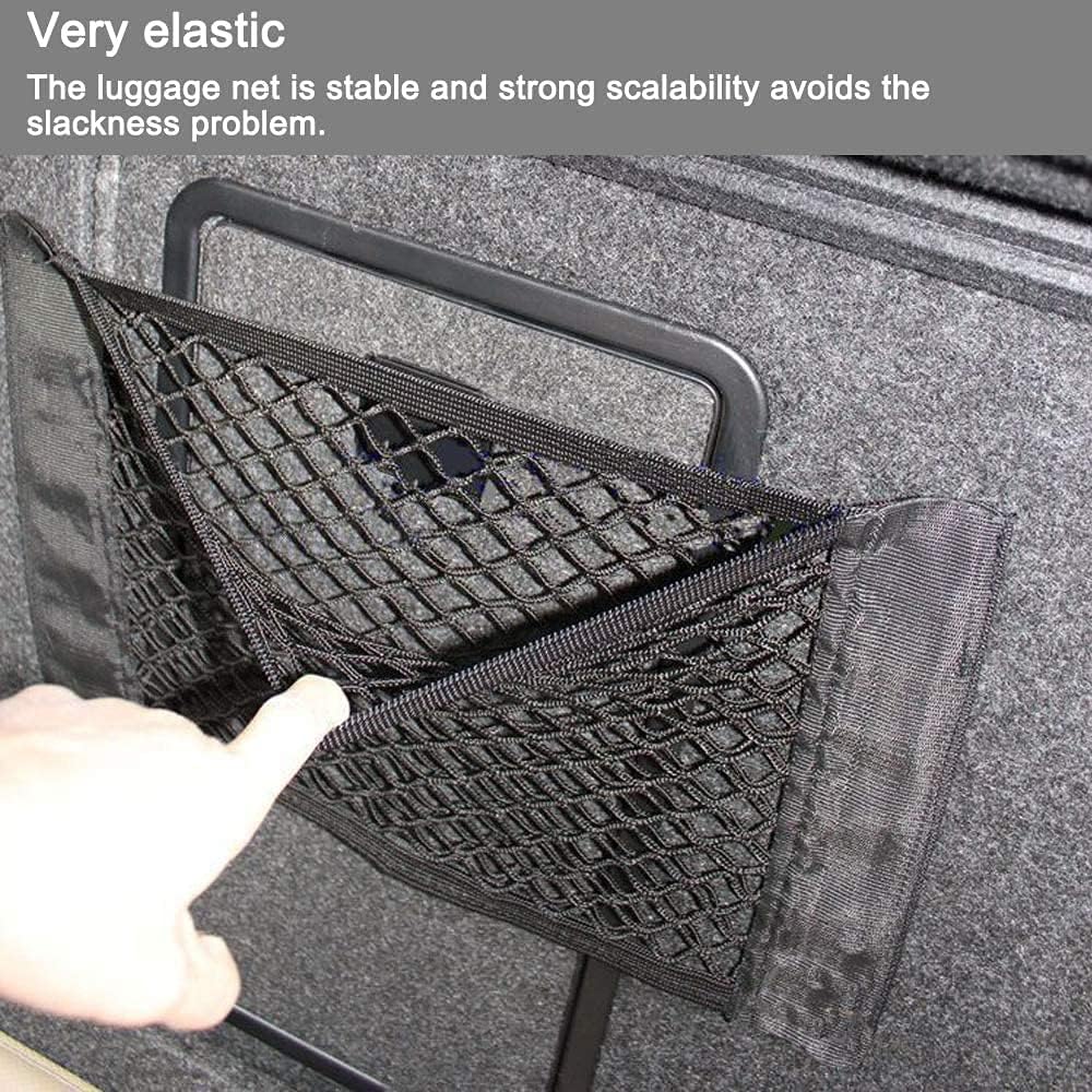 Storage Net, Nylon, Car Trunk Organizer Bag with Elastic Pocket Nets, Bottles, Grocery Black, for Car Cart - Image 5
