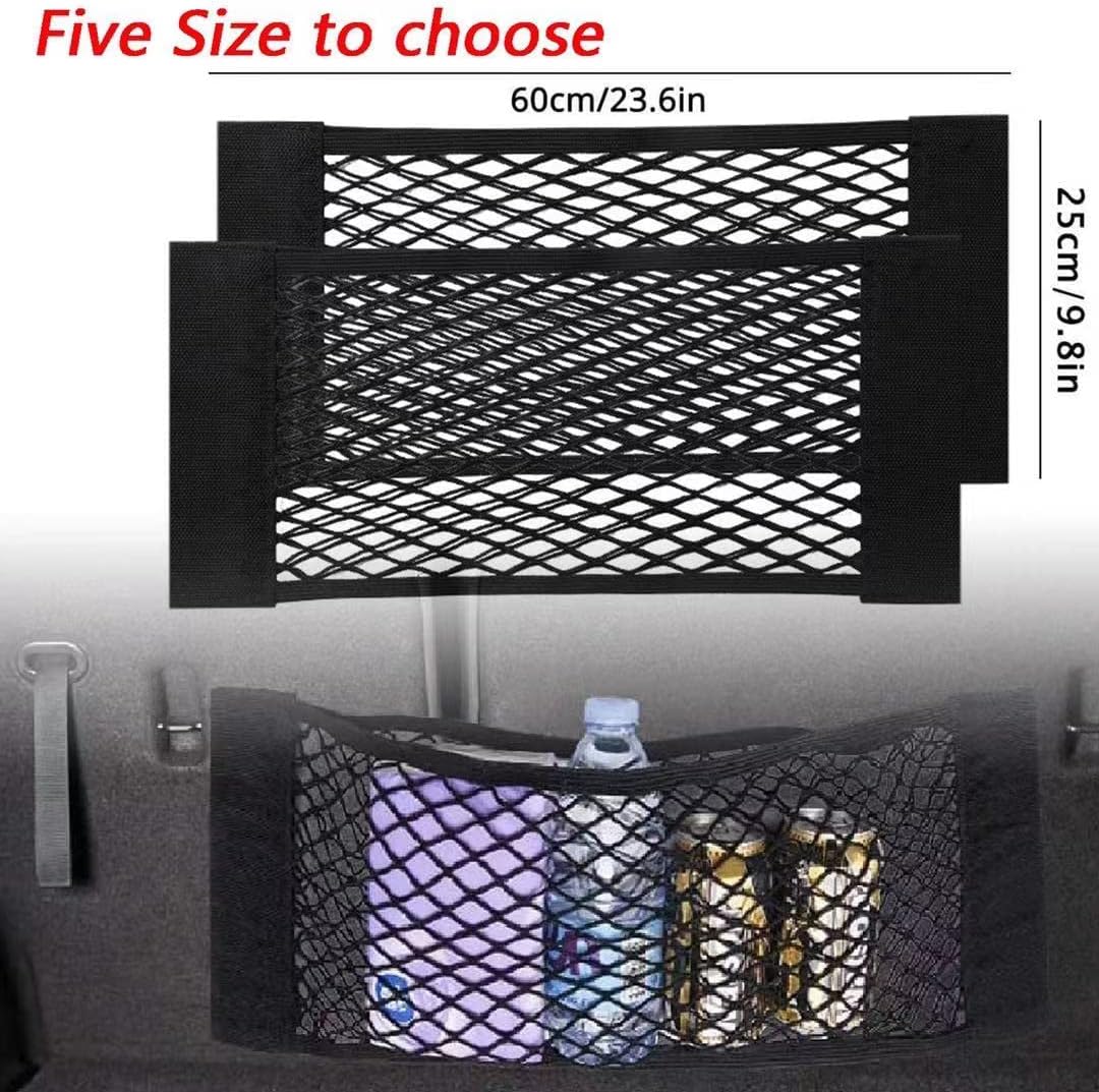 Storage Net, Nylon, Car Trunk Organizer Bag with Elastic Pocket Nets, Bottles, Grocery Black, for Car Cart - Image 7