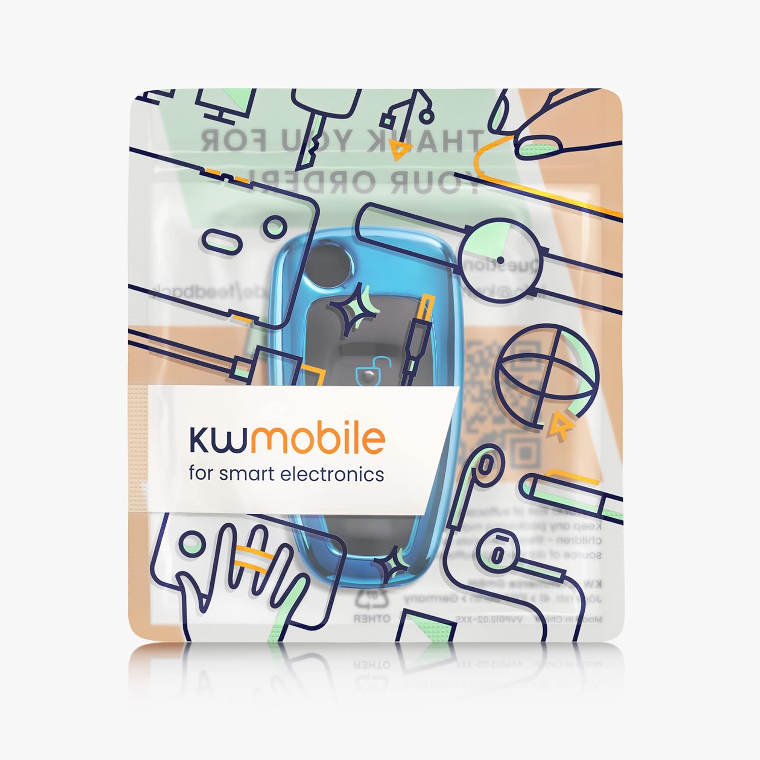 kwmobile Remote Cover Compatible with Ford 3 Button Folding Car Key - TPU Buttons Car Key Case - Bright Blue - Image 8