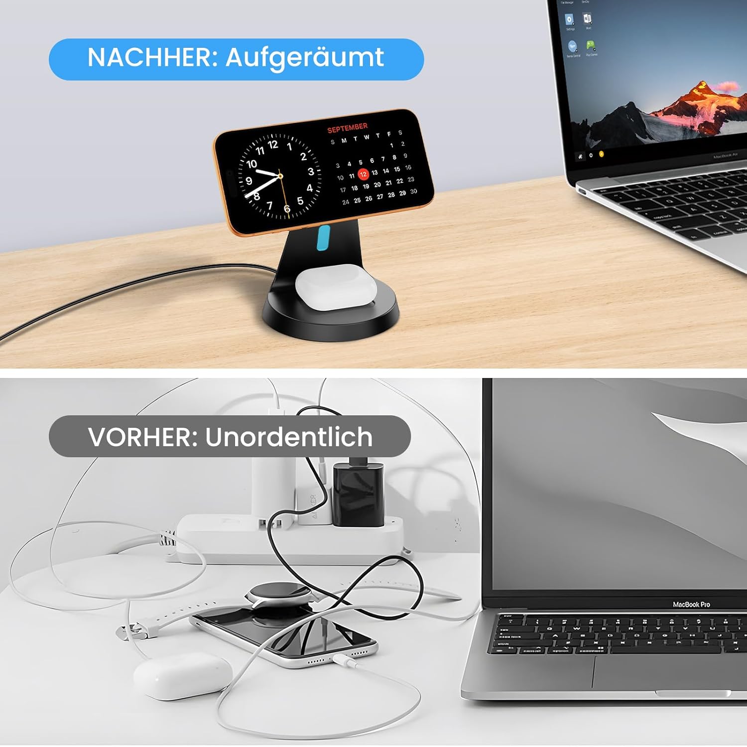 3 in 1 Wireless Charger for Mag-Safe: JoyGeek Inductive Charging Station for Apple Watch and iPhone, for i Phone Air 17/16/15-12 Series, for iWatch 11-2/Ultra/SE, for Air Pods 4-2 - Image 6