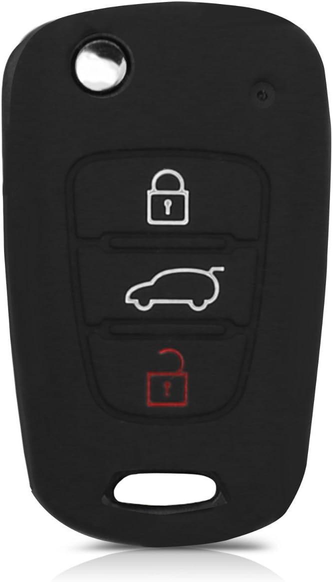 kwmobile Case Compatible with Hyundai 3 Buttons Folding Car Key - Silicone Protective Case for Car Key - Case in Black - Image 3