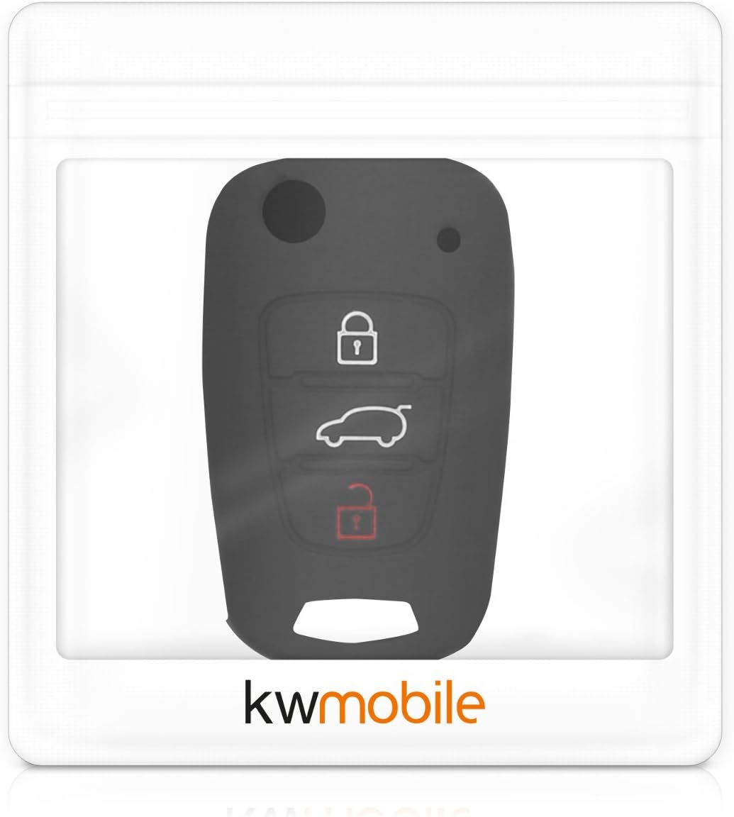 kwmobile Case Compatible with Hyundai 3 Buttons Folding Car Key - Silicone Protective Case for Car Key - Case in Black - Image 7