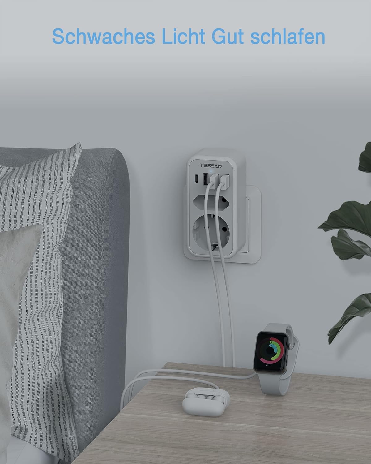 TESSAN Thief USB Sockets with 1 Type C Port, Multiple Charger Plug, USB C Charger Multiple Vertical Wall - Image 4