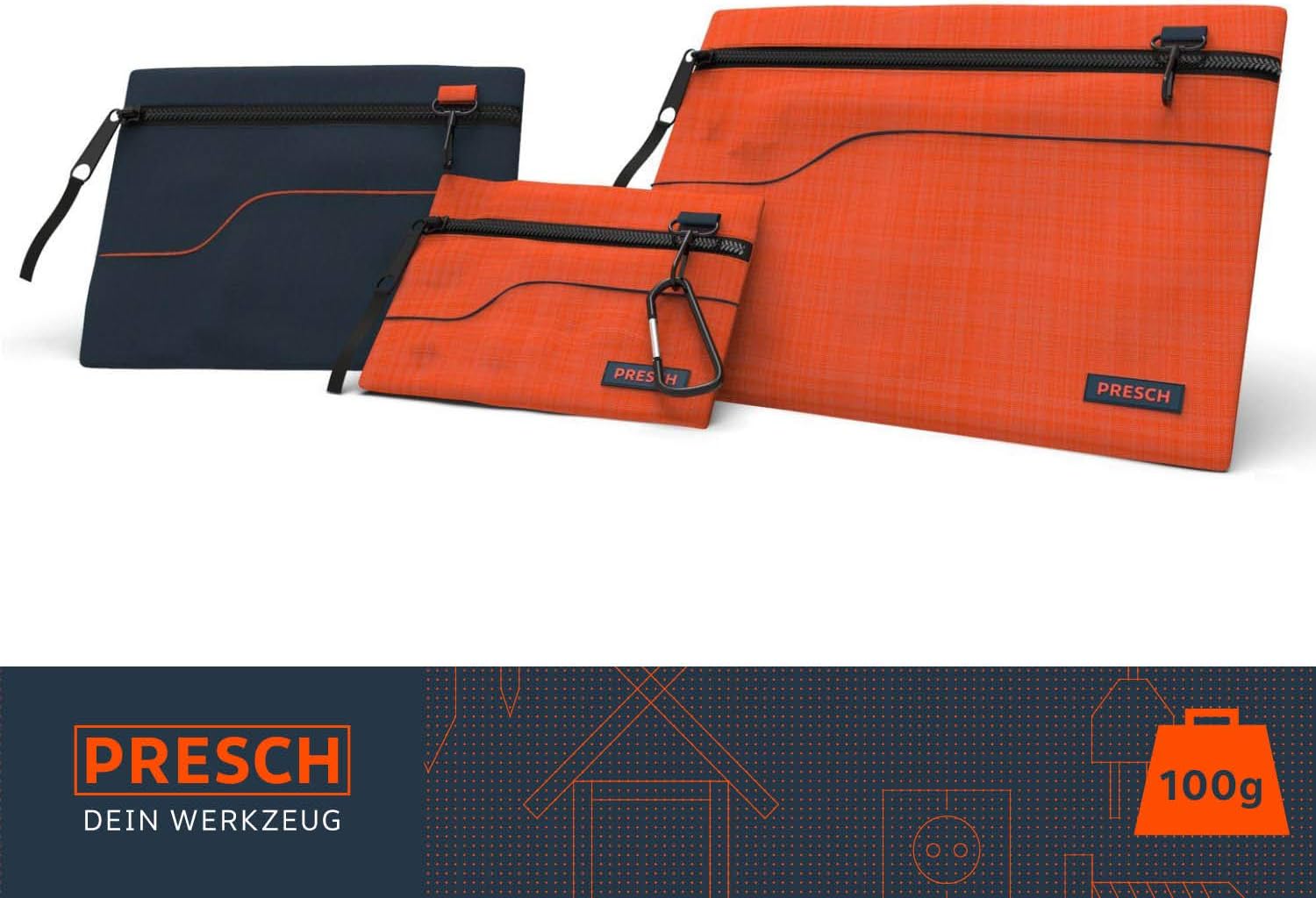 Presch Set of 3 Empty Tool Bags – Bag of Screws with Carabiner for Nails Screws or Nuts - Image 3