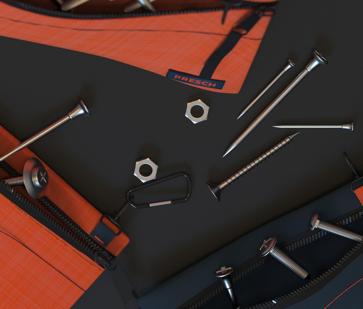 Presch Set of 3 Empty Tool Bags – Bag of Screws with Carabiner for Nails Screws or Nuts - Image 7