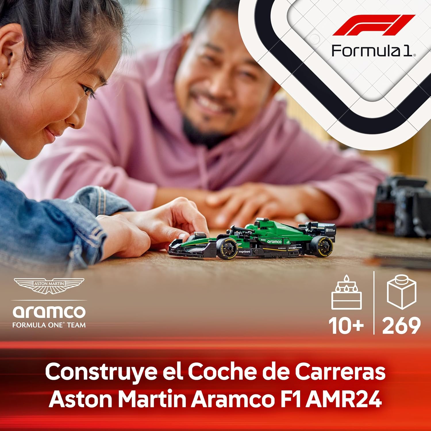 LEGO Speed Champions Aston Martin Aramco F1 AMR24 Racing Car Toy, Formula 1 Vehicle Model with Mini Pilot Figure, Gift for Boys and Girls 10 Years Old and Over 77245 - Image 3