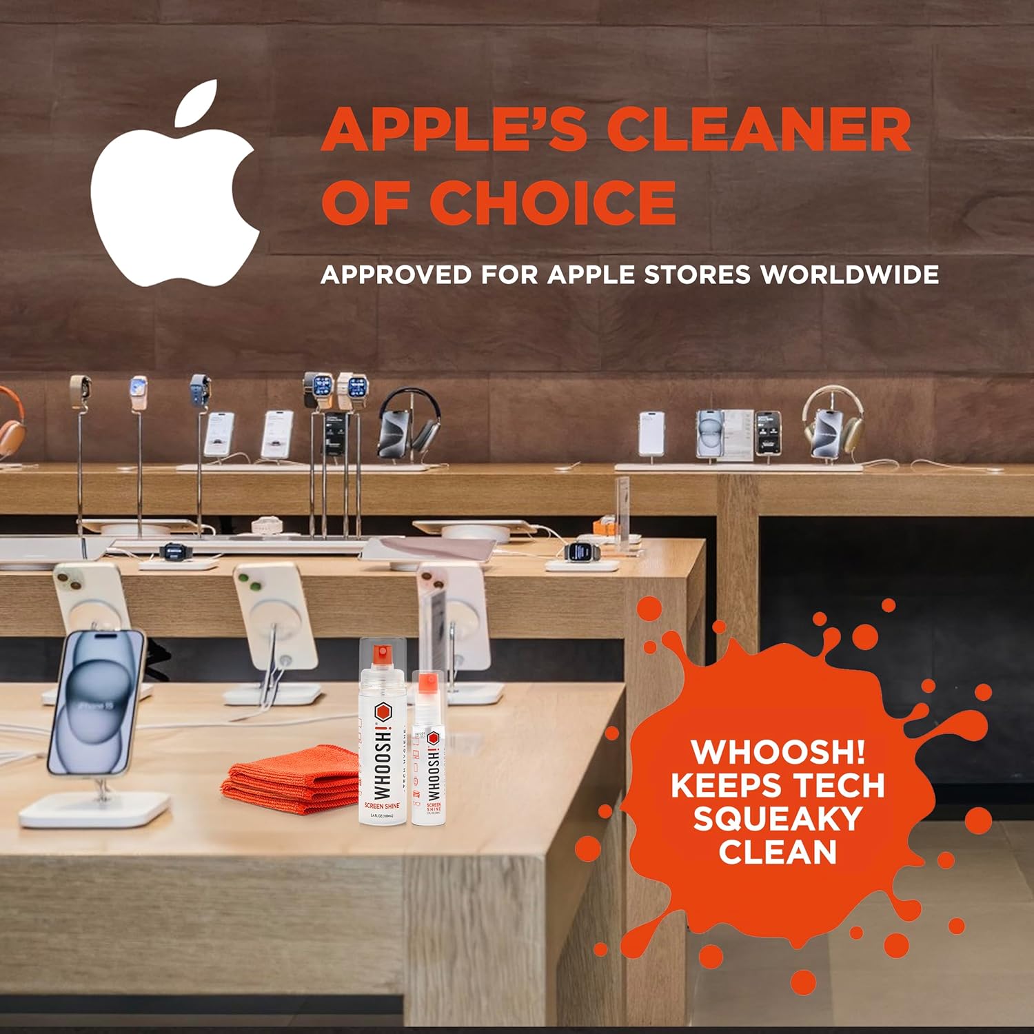 WHOOSH! Duo XL Mobile Screen Cleaner for iPhone, Glasses and MacBook - 30ml + 100ml with Microfiber Cloths - No Leakage Touch Screen Cleaner Removes Fingerprints and Smudges - Ideal Home & Travel - Image 6