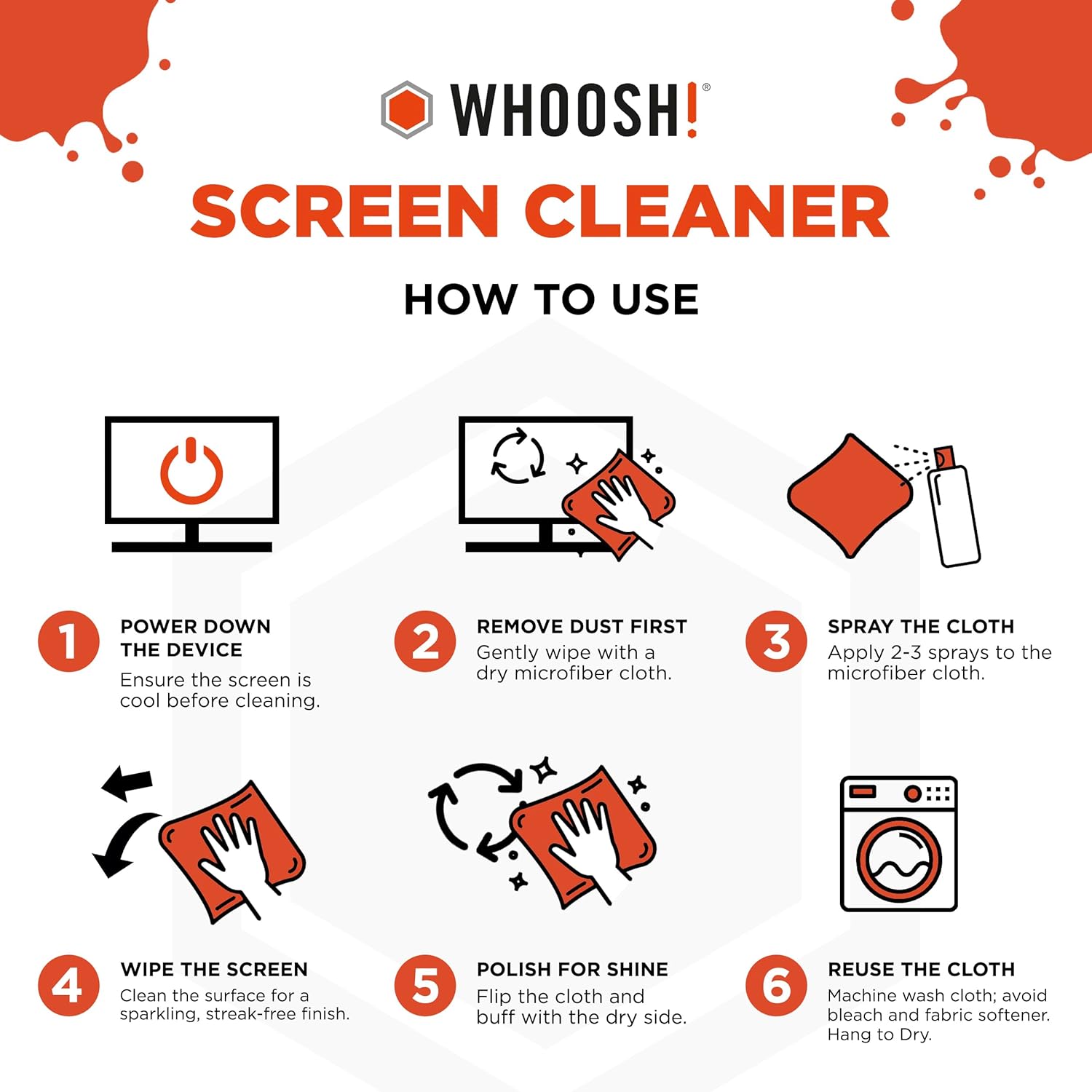 WHOOSH! Duo XL Mobile Screen Cleaner for iPhone, Glasses and MacBook - 30ml + 100ml with Microfiber Cloths - No Leakage Touch Screen Cleaner Removes Fingerprints and Smudges - Ideal Home & Travel - Image 8