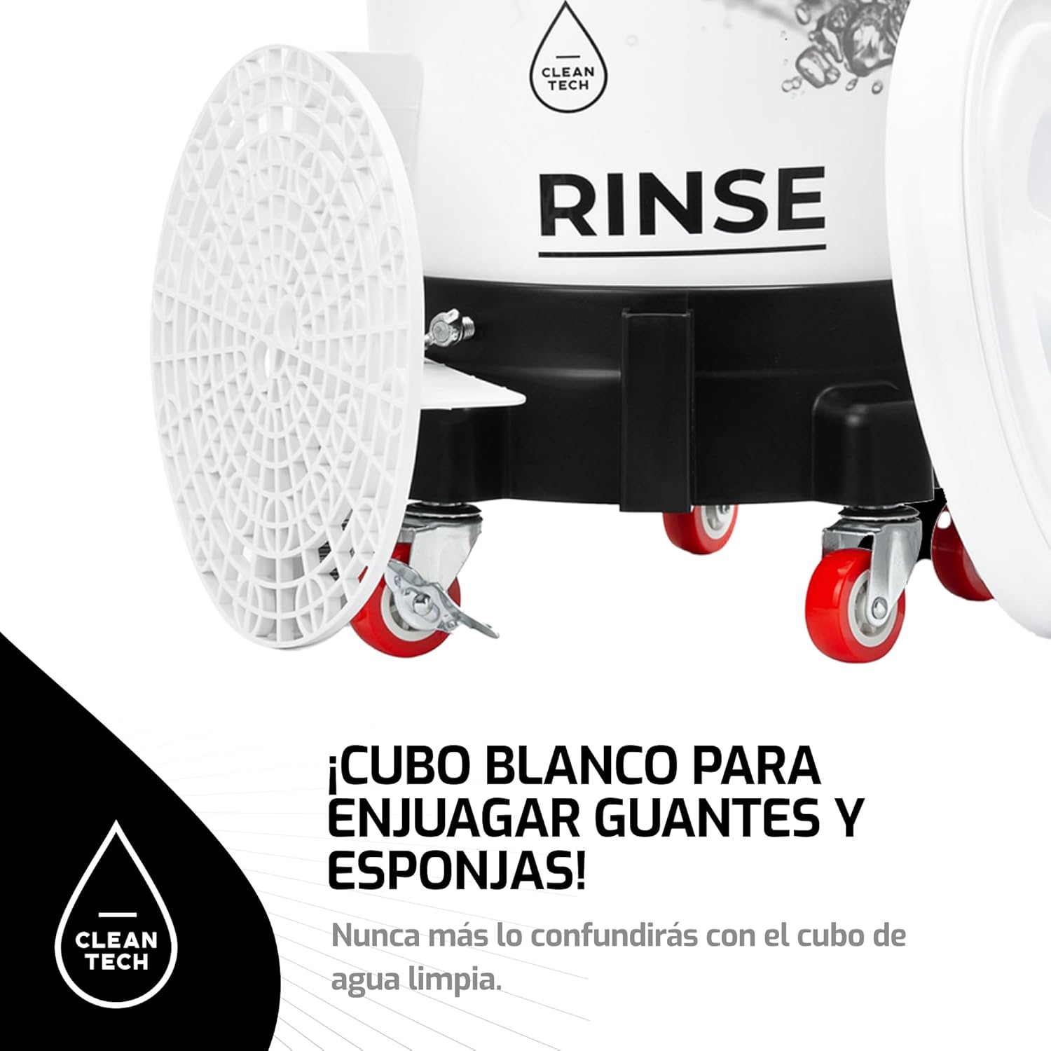 Set – 20L White Car Wash Bucket with Grid for Washing Bucket, Lid for Washing Buckets and Cart for Washing Bucket – for Professional Hand Wash - Image 5