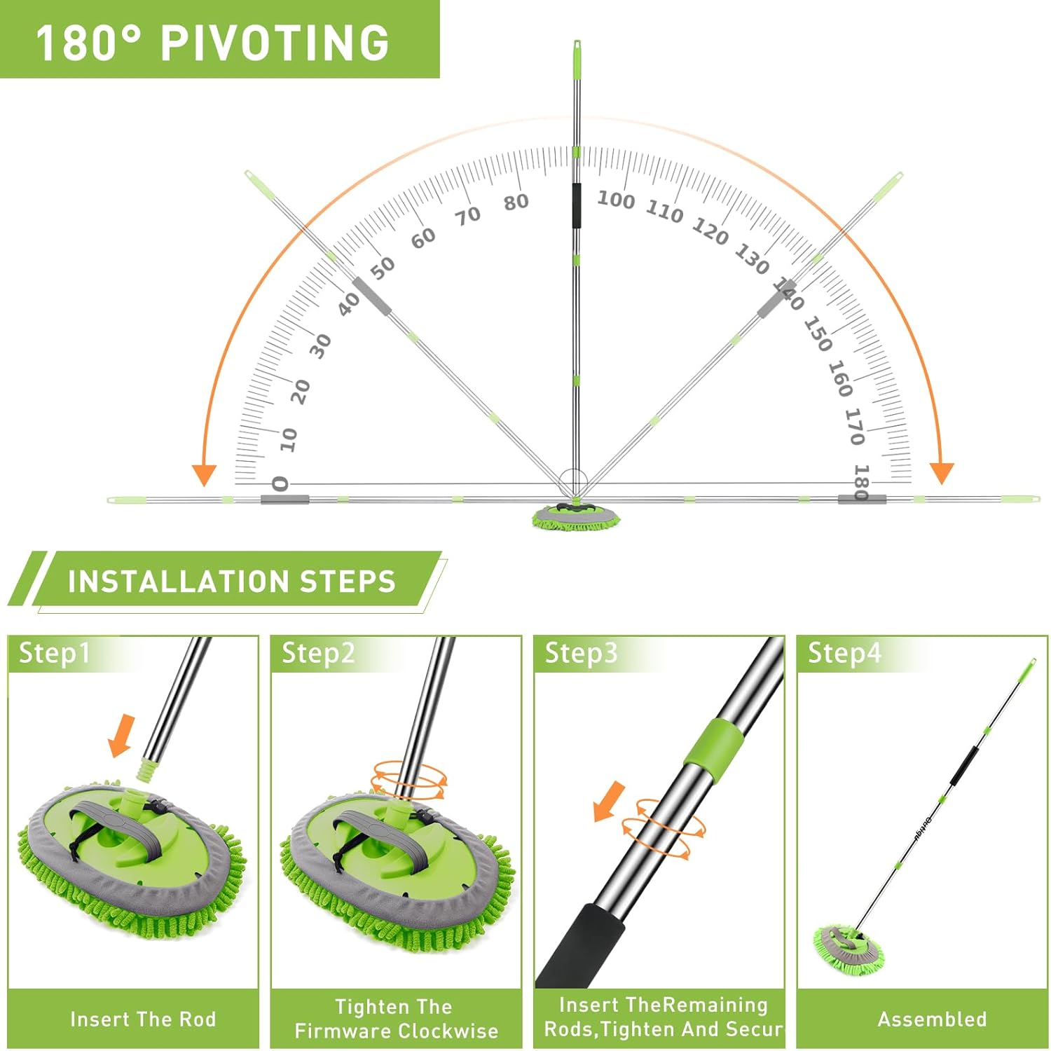 Car Cleaning Kit, 62 Inch Mop Glove with Long Handle, Car Detailing Brush Set, Complete Car Cleaning Supplies - Image 7