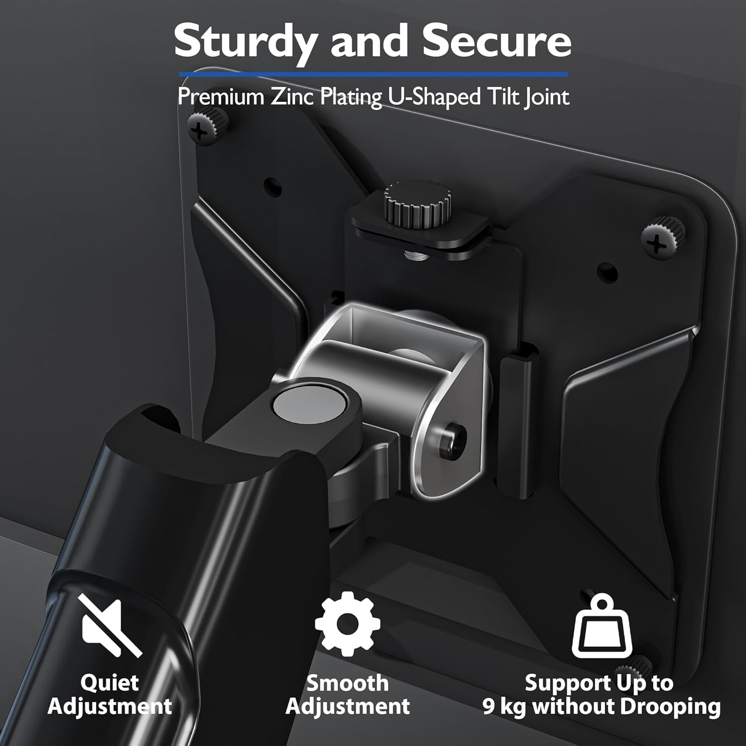 BONTEC Desktop Monitor Stand for Screens 13-32" with Tilt, Swivel and Rotate 360°, Ergonomic Monitor Arm with Gas Spring, VESA 75/100 mm, up to 9 kg, Mounting with Clamp and Grommet - Image 3