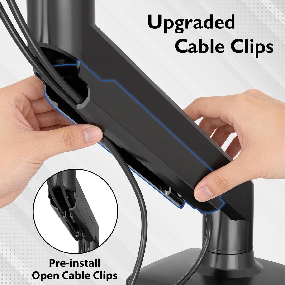 BONTEC Desktop Monitor Stand for Screens 13-32" with Tilt, Swivel and Rotate 360°, Ergonomic Monitor Arm with Gas Spring, VESA 75/100 mm, up to 9 kg, Mounting with Clamp and Grommet - Image 7