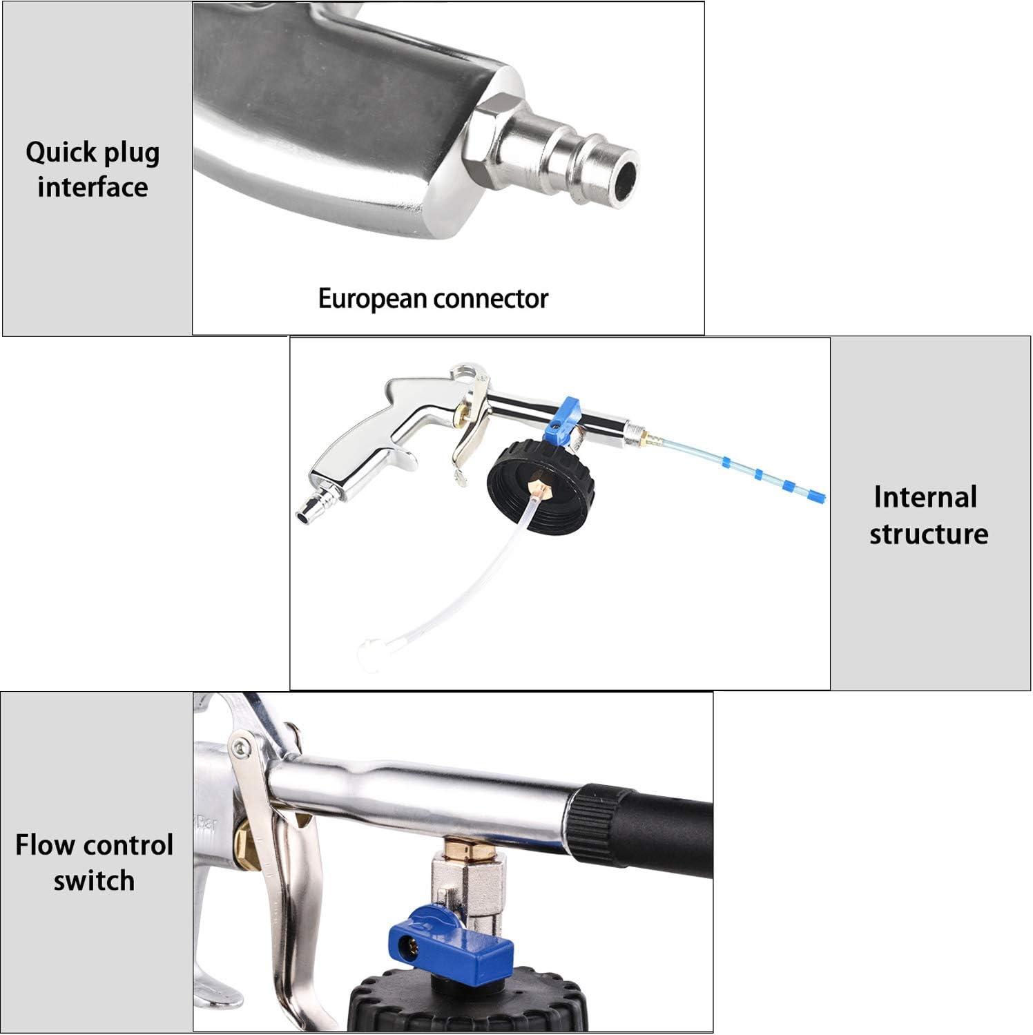 Car Cleaning Gun Interior Washing Gun Compressed Air 6~9.2Bar with Bottle, with Bristle Brush, for Car Dashboard Leather Seats - Image 4