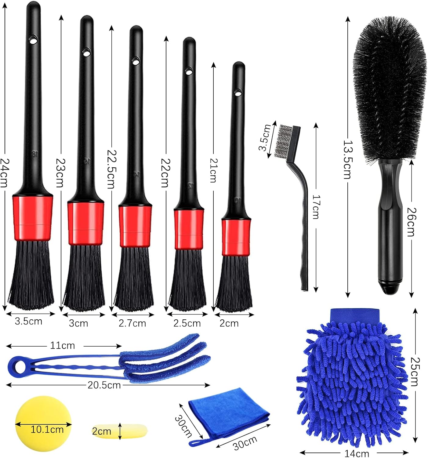 URAQT Car Cleaning Brushes, 15Pcs Car Wash Kit, Detail Brush, Wheel Cleaning, Cleaning Cloth, for Interior & Exterior Cleaning, and Car Rims - Image 3