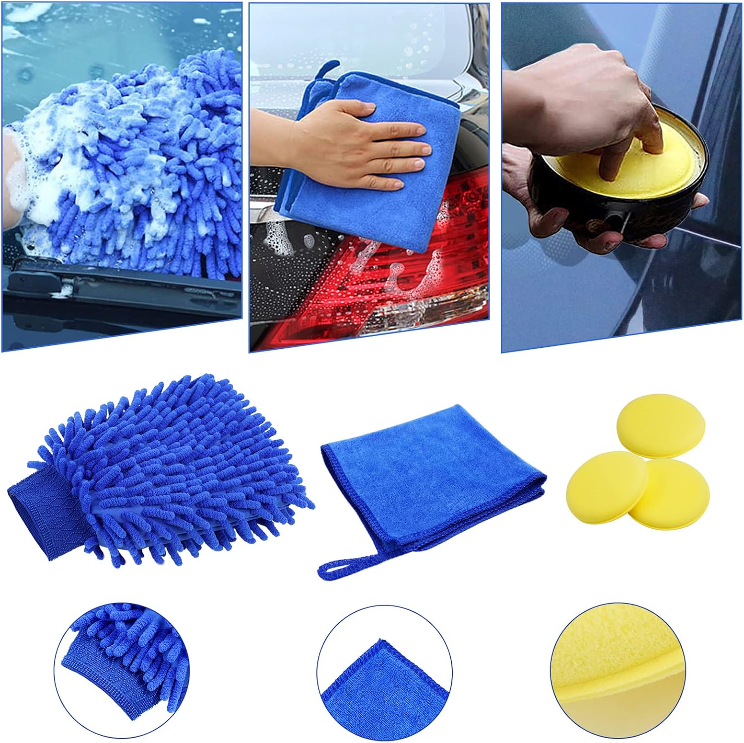 URAQT Car Cleaning Brushes, 15Pcs Car Wash Kit, Detail Brush, Wheel Cleaning, Cleaning Cloth, for Interior & Exterior Cleaning, and Car Rims - Image 8