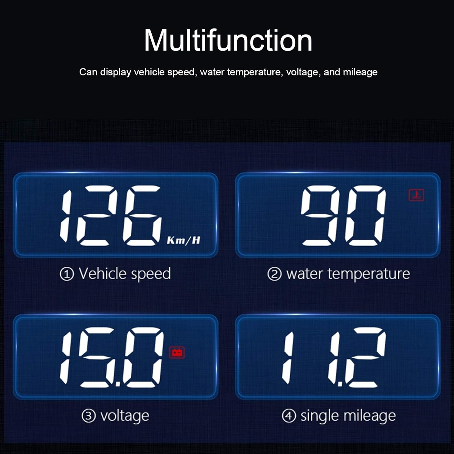 HUD Head Up OBD2 Display Multi-Function Car Windshield HUD Indicator with Clear High Definition Display - Image 4