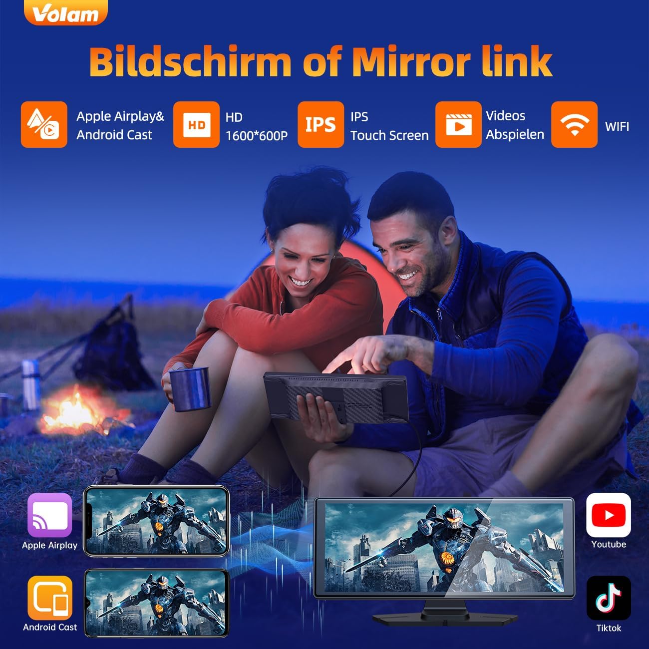 Volam Wireless Carplay Screen Car,For Apple Carplay&Android Auto,9.26 Inch Touch Screen IPS Screen, Automobiles Car Radio Audio Bluetooth music/Mirror Link/GPS Navigation for Car - Image 7