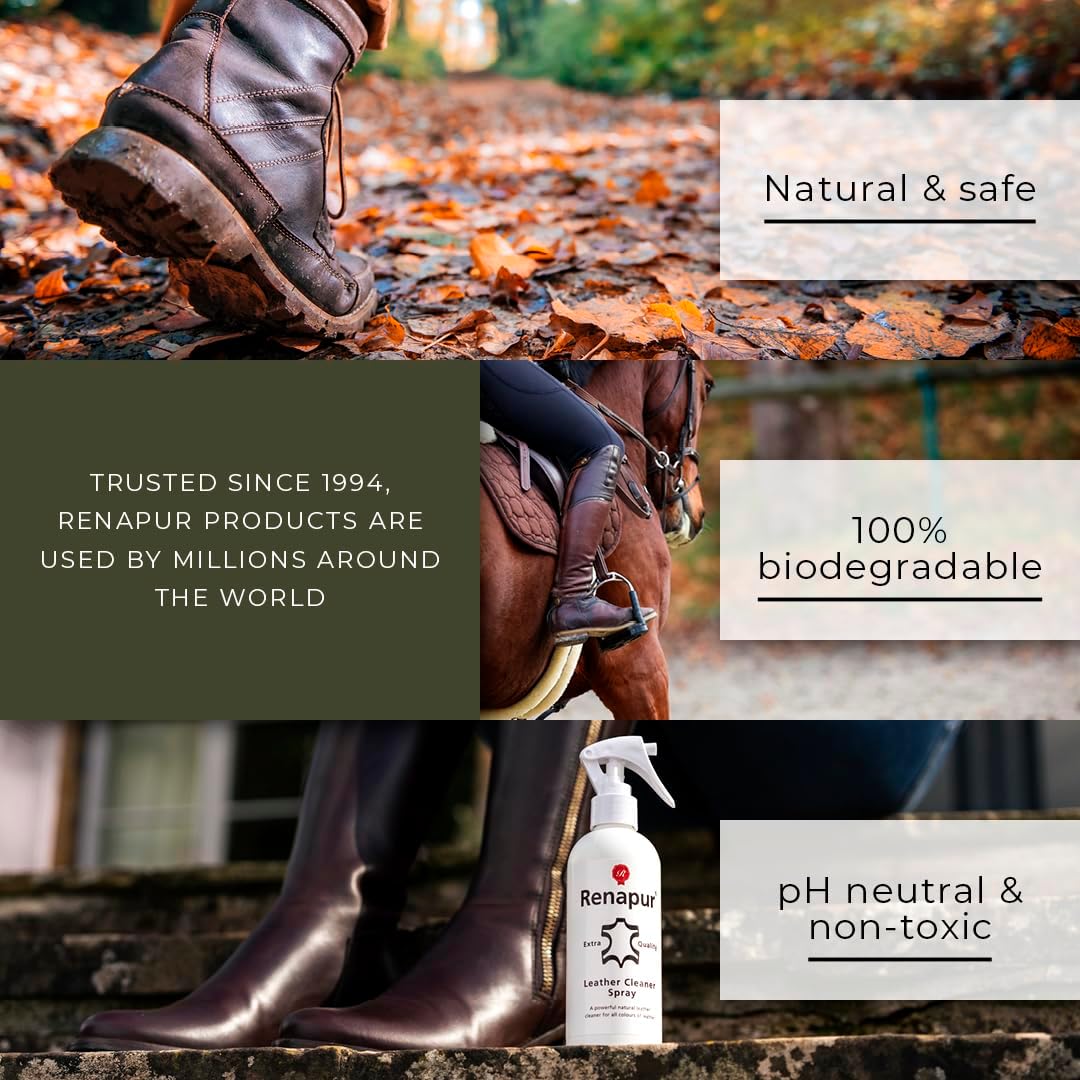 Renapur Natural Leather Cleaner Spray 250ml Deep Cleaning Formula for Car Interior Sofas Footwear Clothes and Saddles - Presentation May Vary - Image 5