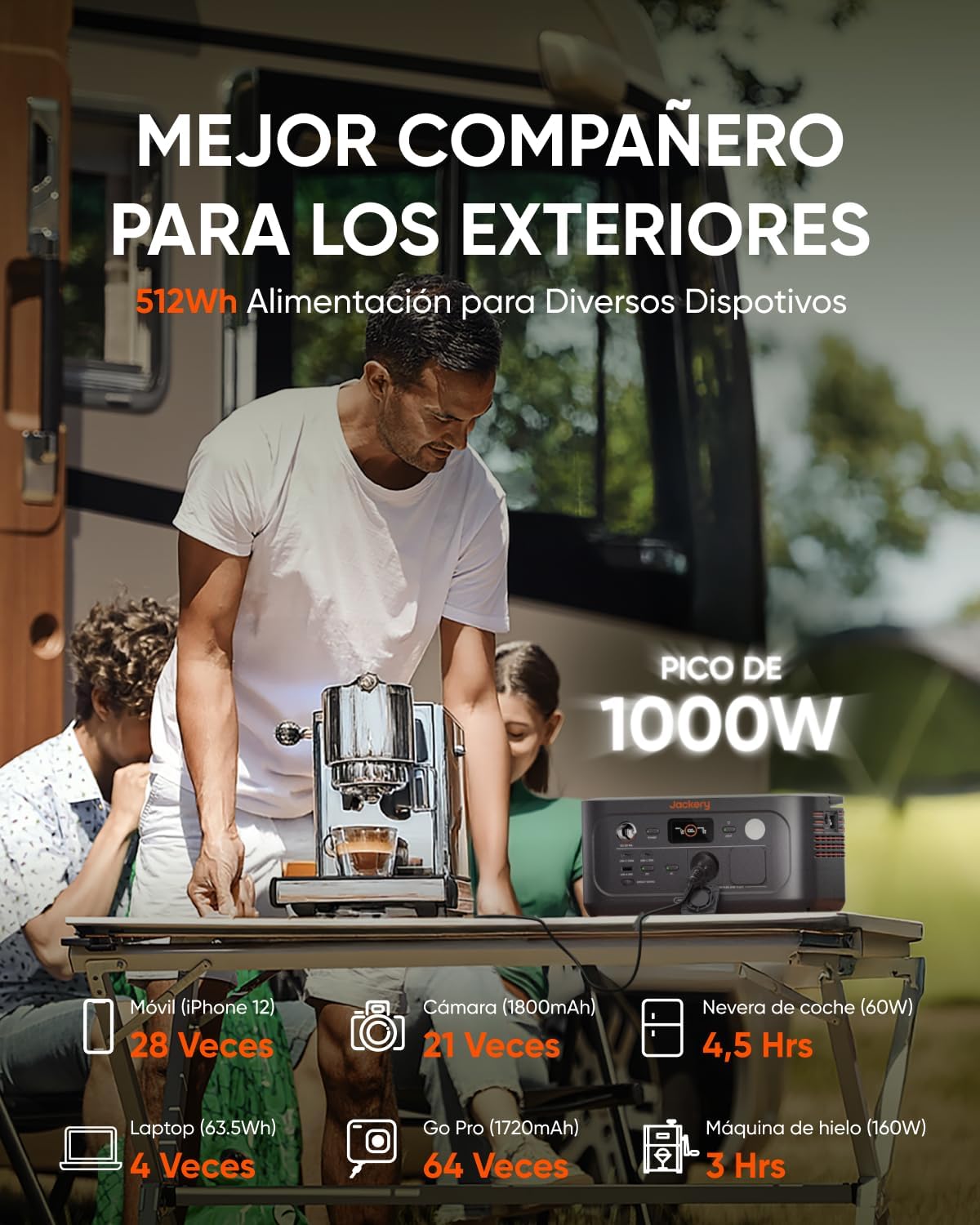 Jackery Explorer 500v2 Portable Power Station, 512Wh/500W(Max 1000W) LiFePO4 Battery, UPS≤10ms, 2 AC & 2 PD USB-C Outputs, 1.3H Full Charge, Solar Generator for Camping, RV and Emergency - Image 3