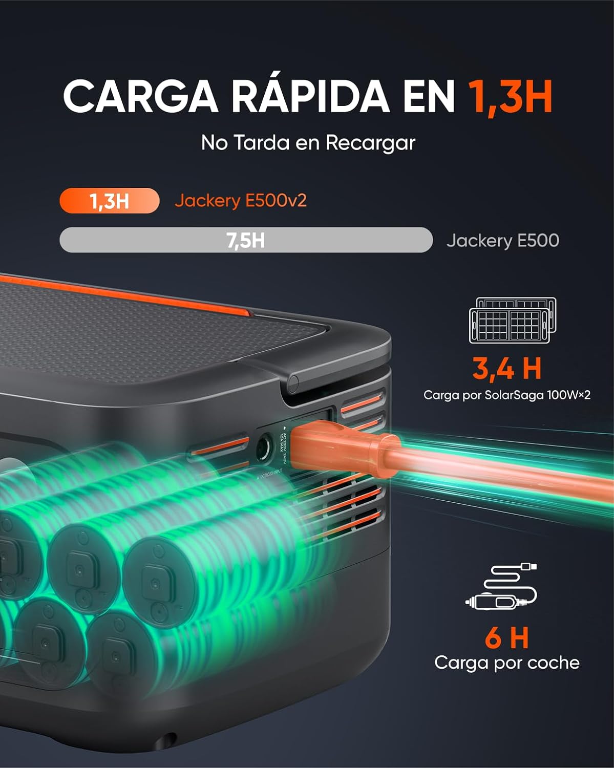 Jackery Explorer 500v2 Portable Power Station, 512Wh/500W(Max 1000W) LiFePO4 Battery, UPS≤10ms, 2 AC & 2 PD USB-C Outputs, 1.3H Full Charge, Solar Generator for Camping, RV and Emergency - Image 5